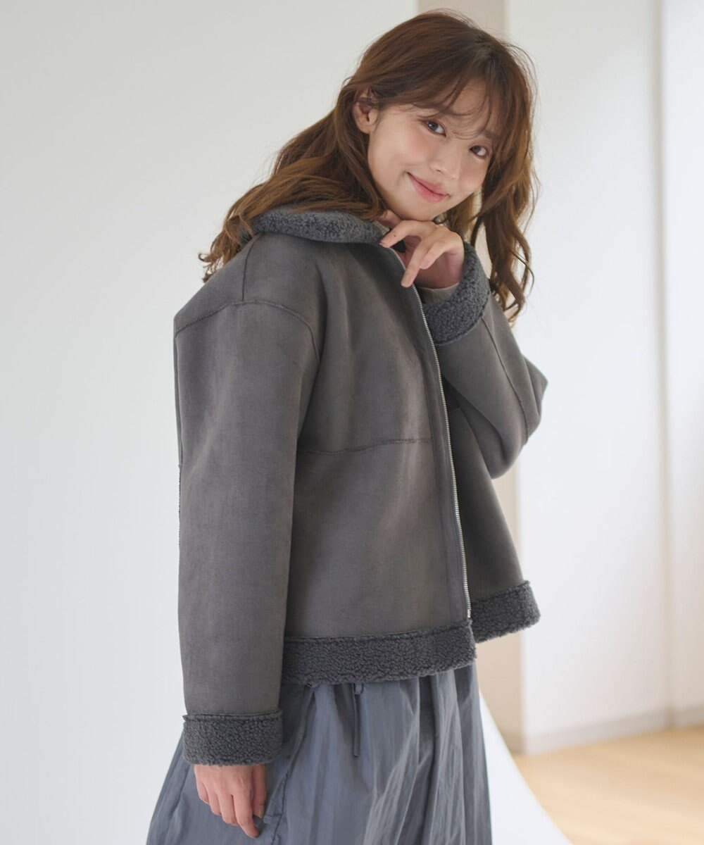 【フェルゥ/Feroux】のリバーシブル ムートンボアコート インテリア・キッズ・メンズ・レディースファッション・服の通販 founy(ファニー) 　ファッション　Fashion　レディースファッション　Fashion for Women　アウター　Coat / Outerwear Collection　コート・ロングコート・ピーコート　Long Coats, Peacoats & More　レディースジャケット・軽アウター　Jackets　おすすめ　Recommended / Our Picks　ジャケット　Jacket, Outerwear　フェミニン　Feminine, Girly　リバーシブル　Reversible, Two-Sided　A/W・秋冬　Autumn/Winter　グレー系|ID: prp329100004655915 ipo3291000000033675989