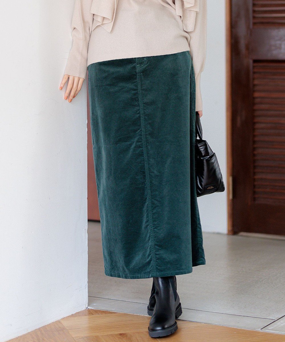 【23区/NIJYUSANKU】の【洗える】23区DENIM ベルベットストレッチ Aライン スカート インテリア・キッズ・メンズ・レディースファッション・服の通販 founy(ファニー) 　ファッション　Fashion　レディースファッション　Fashion for Women　スカート　Skirts　Aライン・フレアスカート　A-Line & Flared Skirts　洗える　Machine Washable　シューズ　Shoes, Footwear　シルク　Silk, 100% Silk　ストレッチ　Stretch, Stretchy Fabric　スニーカー　Sneakers, Trainers　スーピマ　Supima, Premium Cotton　定番　Standard, Basic Item　ベルベット　Velvet, Velvety　ボーイズ　Boyish, Boy Style　ワイド　Wide, Wide Fit　A/W・秋冬　Autumn/Winter　冬　Winter / This Winter　2024年　2024　2024-2025秋冬・A/W　Autumn/Winter 2024–25 AW24–25　[WEB限定]ダークグリーン系|ID: prp329100004656058 ipo3291000000033677350