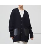 【ベイジ,/BEIGE,】の【洗える・an an 2421号掲載】LEADER / フェイクレザーポケットオーバーサイズカーディガン Navy|ID: prp329100004656085 ipo3291000000033677653
