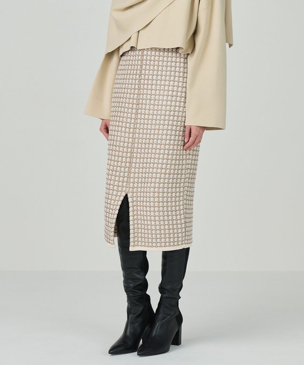【グレース コンチネンタル/GRACE CONTINENTAL】のツイードニットスカート インテリア・キッズ・メンズ・レディースファッション・服の通販 founy(ファニー) 　ファッション　Fashion　レディースファッション　Fashion for Women　スカート　Skirts　カーディガン　Cardigan, Knitwear　シンプル　Simple, Minimal　スリット　Slit, Slit Detail　セットアップ　Set-Up, Coordinated Outfit　ツイード　Twill, Twill Weave　フロント　Front, Front Design　夏　Summer　S/S・春夏　SS, Spring/Summer, Warm Season　A/W・秋冬　Autumn/Winter　キナリ|ID: prp329100004656108 ipo3291000000033677879
