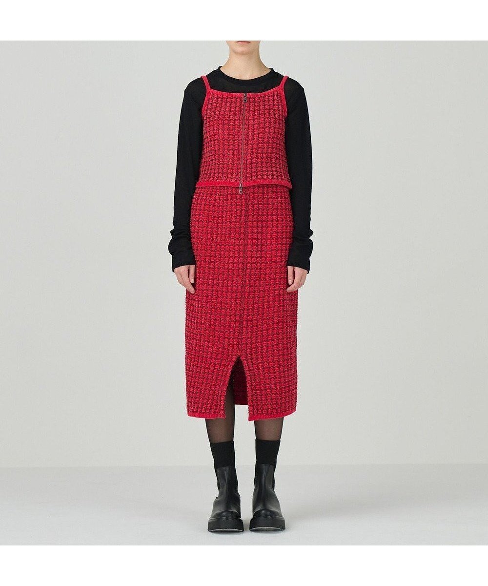 【グレース コンチネンタル/GRACE CONTINENTAL】のツイードニットスカート インテリア・キッズ・メンズ・レディースファッション・服の通販 founy(ファニー) 　ファッション　Fashion　レディースファッション　Fashion for Women　スカート　Skirts　カーディガン　Cardigan, Knitwear　シンプル　Simple, Minimal　スリット　Slit, Slit Detail　セットアップ　Set-Up, Coordinated Outfit　ツイード　Twill, Twill Weave　フロント　Front, Front Design　夏　Summer　S/S・春夏　SS, Spring/Summer, Warm Season　A/W・秋冬　Autumn/Winter　レッド|ID: prp329100004656108 ipo3291000000033677880