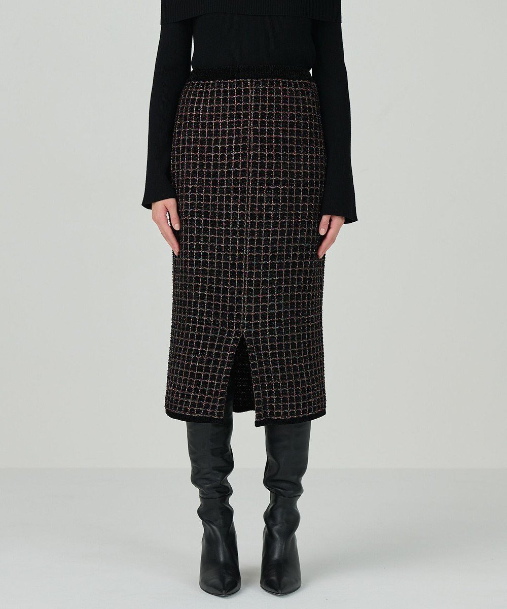 【グレース コンチネンタル/GRACE CONTINENTAL】のツイードニットスカート インテリア・キッズ・メンズ・レディースファッション・服の通販 founy(ファニー) 　ファッション　Fashion　レディースファッション　Fashion for Women　スカート　Skirts　カーディガン　Cardigan, Knitwear　シンプル　Simple, Minimal　スリット　Slit, Slit Detail　セットアップ　Set-Up, Coordinated Outfit　ツイード　Twill, Twill Weave　フロント　Front, Front Design　夏　Summer　S/S・春夏　SS, Spring/Summer, Warm Season　A/W・秋冬　Autumn/Winter　ブラック|ID: prp329100004656108 ipo3291000000033677881