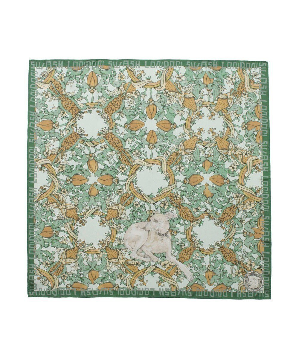 【ムーンバット/MOONBAT】のSWASH LONDON 大判シルクツイルスカーフ Tapestry 68×68cm 日本製 インテリア・キッズ・メンズ・レディースファッション・服の通販 founy(ファニー) 　ファッション　Fashion　レディースファッション　Fashion for Women　コレクション　Collection, Seasonal Line　スカーフ　Scarf, Neckwear　バンダナ　Bandana, Head Scarf　モダン　Modern, Contemporary　モチーフ　Motif, Design Theme　ロンドン　London Style, British Inspired　A/W・秋冬　Autumn/Winter　日本製　Made In Japan　犬　Dog　2024年　2024　ギフト プレゼント　Gift / Present　2024-2025秋冬・A/W　Autumn/Winter 2024–25 AW24–25　グリーン|ID: prp329100004656146 ipo3291000000033678155