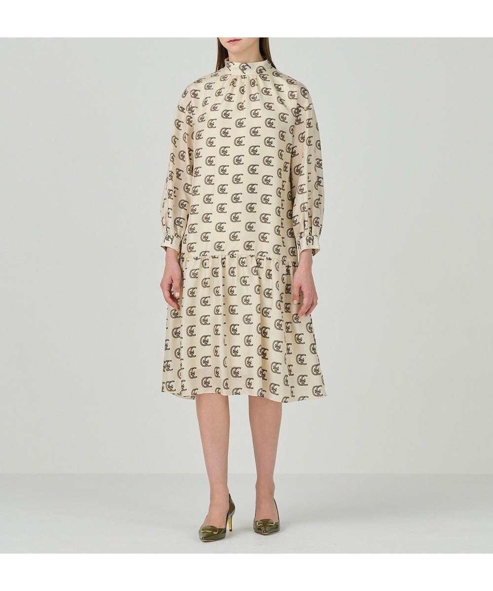 【グレース コンチネンタル/GRACE CONTINENTAL】のシルクモノグラムドレス 人気、トレンドファッション・服の通販 founy(ファニー) 　ファッション　Fashion　レディースファッション　Fashion for Women　ワンピース　Dresses　フォーマル・パーティードレス・結婚式用ドレス　Elegant & Casual Dresses　エレガント 上品　Elegant　ギャザー　Gathered, Ruffled　クラシック　Classic, Timeless Style　シルク　Silk, 100% Silk　ドレス　Dress, One-Piece　ハイネック　High Neck, Mock Neck　プリント　Print, Printed Pattern　モダン　Modern, Contemporary　リラックス　Relax, Relaxed Fit　夏　Summer　S/S・春夏　SS, Spring/Summer, Warm Season　A/W・秋冬　Autumn/Winter　 other-1|ID: prp329100004656161 ipo3291000000033678259
