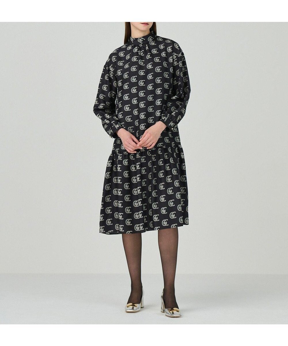 【グレース コンチネンタル/GRACE CONTINENTAL】のシルクモノグラムドレス インテリア・キッズ・メンズ・レディースファッション・服の通販 founy(ファニー) 　ファッション　Fashion　レディースファッション　Fashion for Women　ワンピース　Dresses　フォーマル・パーティードレス・結婚式用ドレス　Elegant & Casual Dresses　エレガント 上品　Elegant　ギャザー　Gathered, Ruffled　クラシック　Classic, Timeless Style　シルク　Silk, 100% Silk　ドレス　Dress, One-Piece　ハイネック　High Neck, Mock Neck　プリント　Print, Printed Pattern　モダン　Modern, Contemporary　リラックス　Relax, Relaxed Fit　夏　Summer　S/S・春夏　SS, Spring/Summer, Warm Season　A/W・秋冬　Autumn/Winter　ブラック|ID: prp329100004656161 ipo3291000000033678262