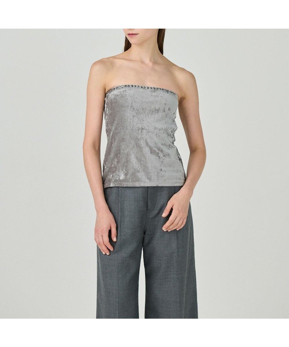 【グレース コンチネンタル/GRACE CONTINENTAL】のラインビジューベアトップ 人気、トレンドファッション・服の通販 founy(ファニー) 　ファッション　Fashion　レディースファッション　Fashion for Women　トップス・カットソー　Cut & Sew Tops　インナー　Innerwear　カーディガン　Cardigan, Knitwear　シアー　Sheer, See-Through　ストレッチ　Stretch, Stretchy Fabric　ビジュー　Bijou, Jewel-like Accent　ベロア　Velour, Soft Velvet　夏　Summer　S/S・春夏　SS, Spring/Summer, Warm Season　秋　Autumn　A/W・秋冬　Autumn/Winter　 other-1|ID: prp329100004656210 ipo3291000000033678677