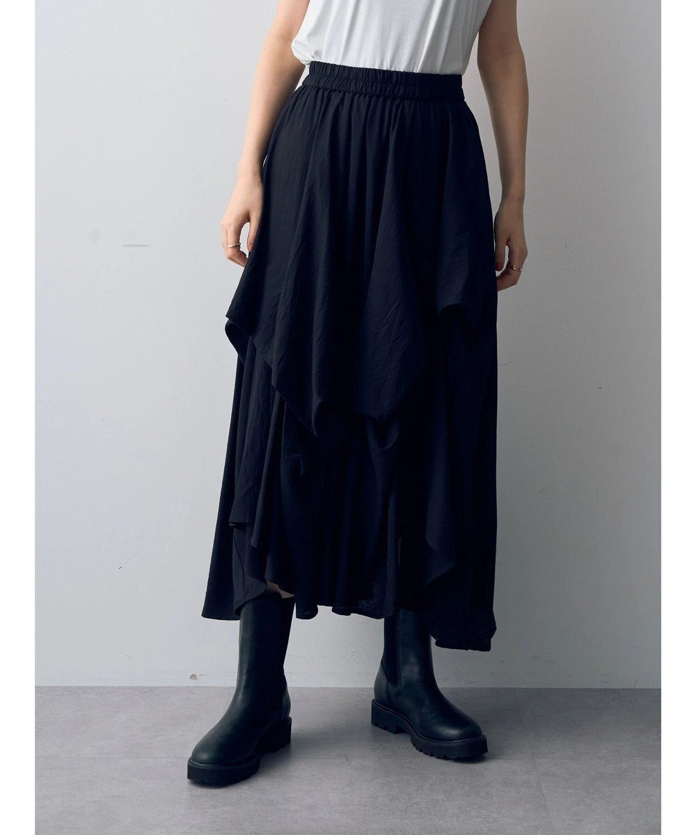 【イェッカ ヴェッカ/YECCA VECCA】のアシメデザインスカート インテリア・キッズ・メンズ・レディースファッション・服の通販 founy(ファニー) 　ファッション　Fashion　レディースファッション　Fashion for Women　スカート　Skirts　アシンメトリー　Asymmetrical Style　イレギュラー　Irregular Design　エレガント 上品　Elegant　ギャザー　Gathered, Ruffled　ドレープ　Drape, Draping Fabric　フィット　Fit, Slim Fit　ヘムライン　Hemline, Bottom Cut　ポケット　Pocket, Pocket Detail　A/W・秋冬　Autumn/Winter　Black|ID: prp329100004656402 ipo3291000000033680604