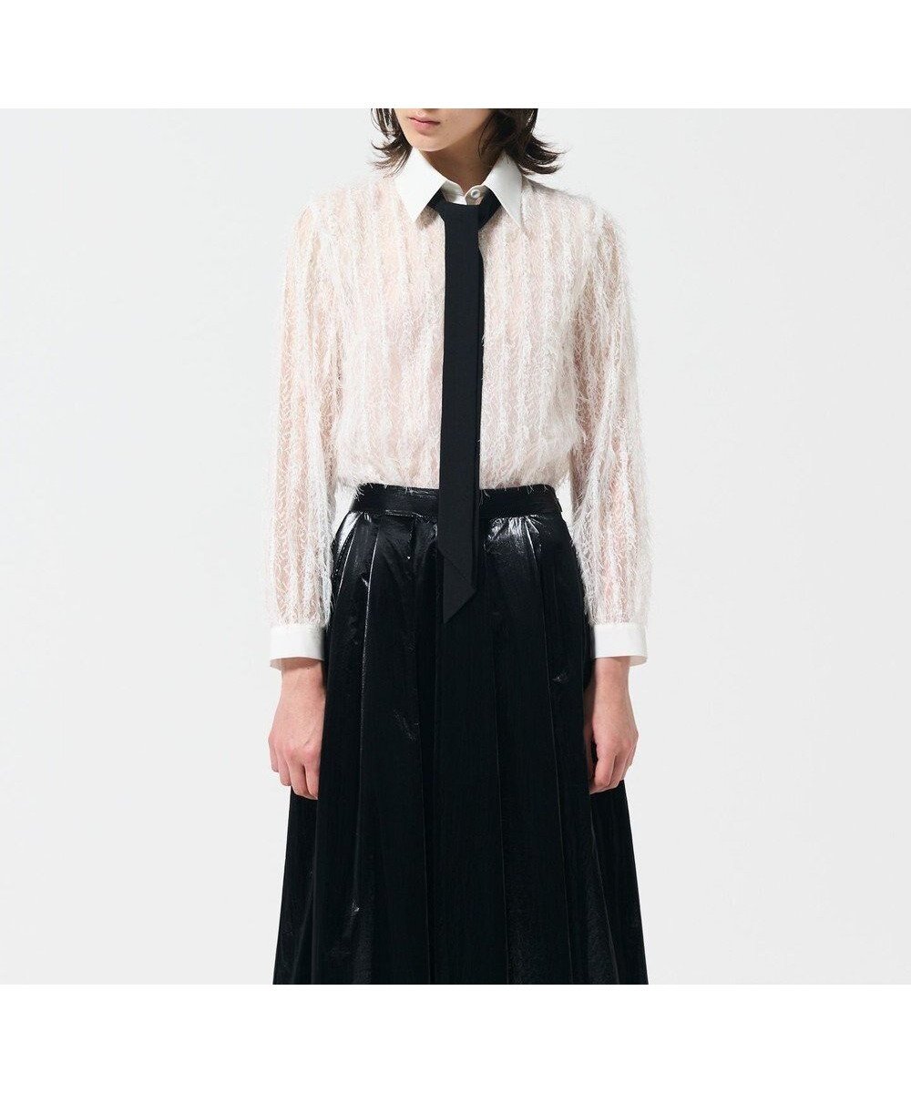 【グレース コンチネンタル/GRACE CONTINENTAL】のフリンジレースタイ付ブラウス 人気、トレンドファッション・服の通販 founy(ファニー) 　ファッション　Fashion　レディースファッション　Fashion for Women　アウター　Coat / Outerwear Collection　トップス・カットソー　Cut & Sew Tops　シャツ・ブラウス・オフィスカジュアル　Elegant Blouses & Button-Ups　ベスト&ジレ / 重ね着スタイル　Vests & Gilets　シアー　Sheer, See-Through　シンプル　Simple, Minimal　トレンド　Trend, Trending Now　エレガント 上品　Elegant　夏　Summer　S/S・春夏　SS, Spring/Summer, Warm Season　A/W・秋冬　Autumn/Winter　 other-1|ID: prp329100004656426 ipo3291000000033680840