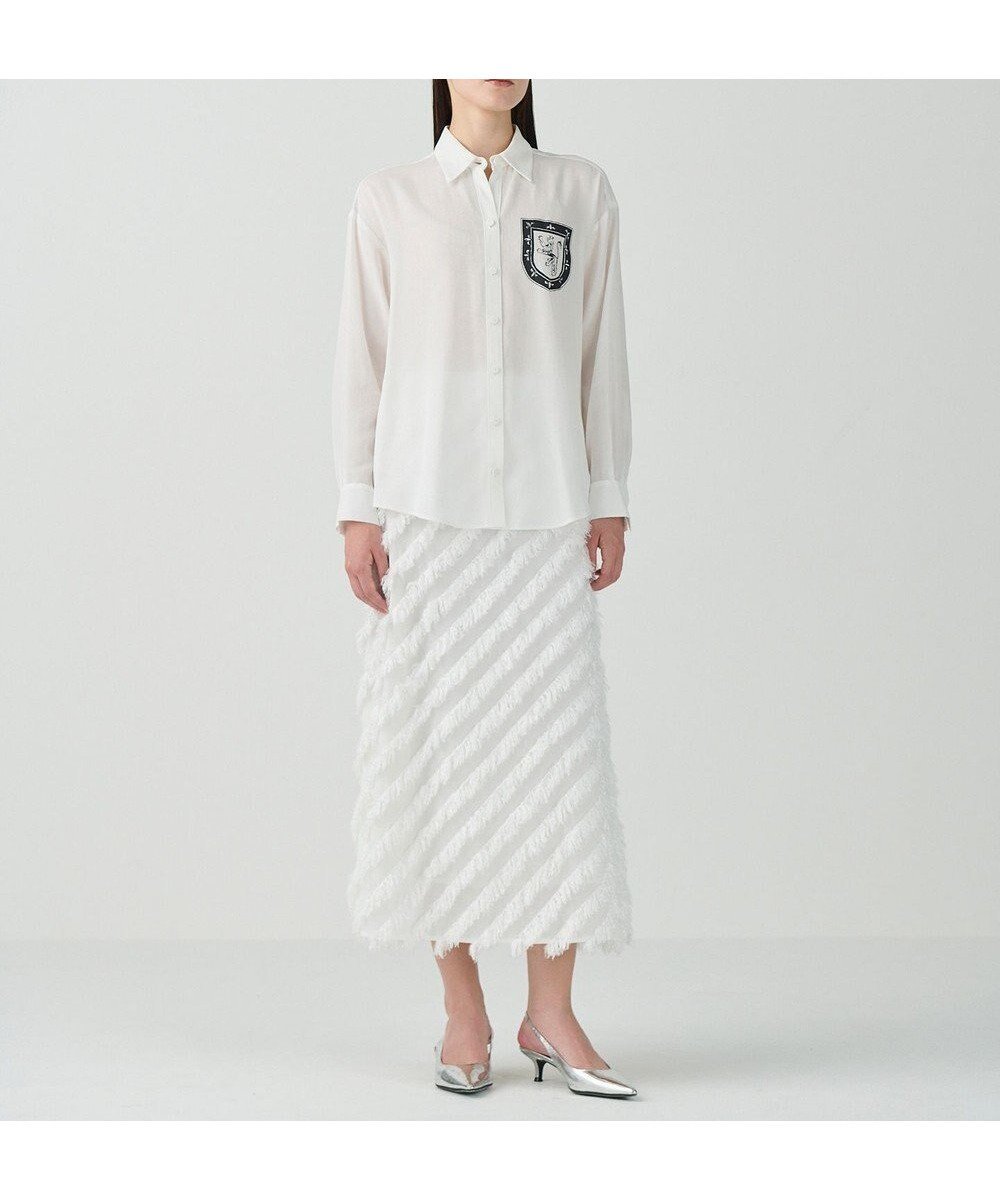 【グレース コンチネンタル/GRACE CONTINENTAL】のフェザーバイアスロングスカート 人気、トレンドファッション・服の通販 founy(ファニー) 　ファッション　Fashion　レディースファッション　Fashion for Women　スカート　Skirts　ロングスカート　Long Skirts / Maxi & Midi Skirts　カットソー　Cut and Sewn Top　シンプル　Simple, Minimal　バイアス　Bias, Diagonal Cut　フリンジ　Fringe, Tassel　フレア　Flare, Flared　モダン　Modern, Contemporary　ロング　Long, Long-Length　夏　Summer　S/S・春夏　SS, Spring/Summer, Warm Season　A/W・秋冬　Autumn/Winter　 other-1|ID: prp329100004656439 ipo3291000000033680913