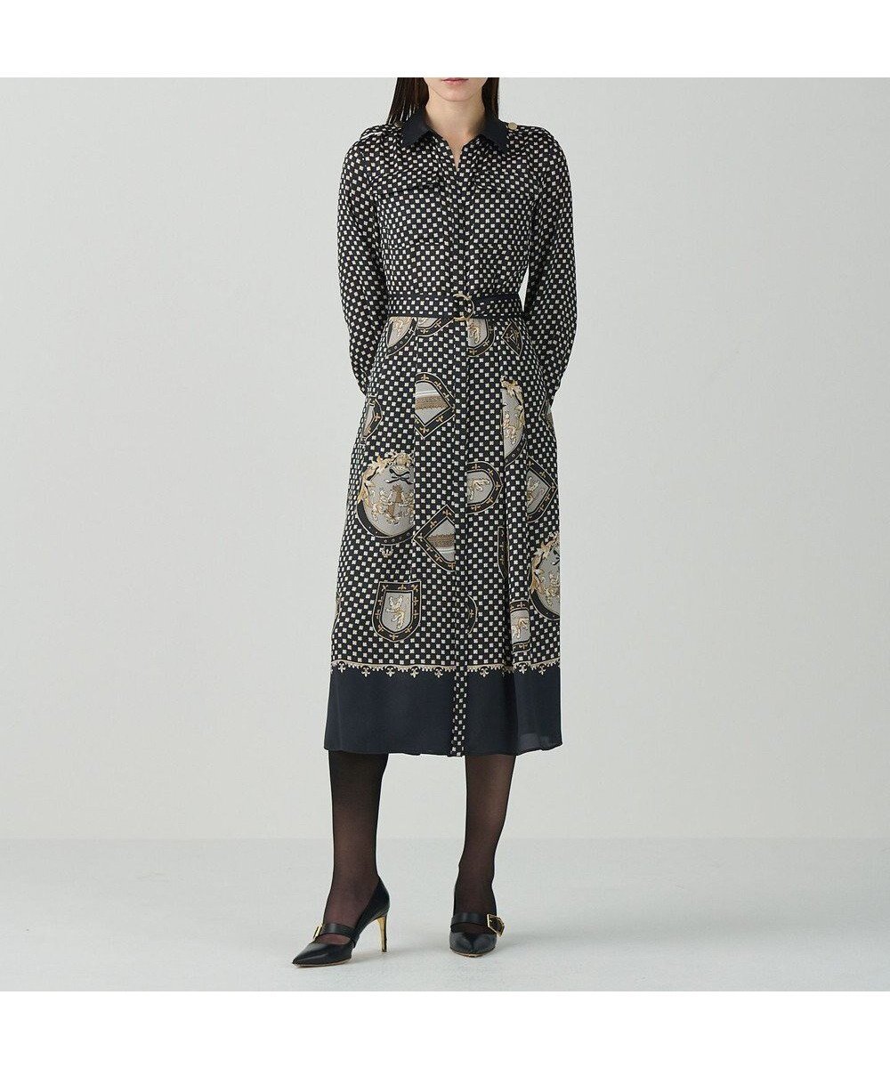 【グレース コンチネンタル/GRACE CONTINENTAL】のプリントミリタリードレス インテリア・キッズ・メンズ・レディースファッション・服の通販 founy(ファニー) 　ファッション　Fashion　レディースファッション　Fashion for Women　ワンピース　Dresses　フォーマル・パーティードレス・結婚式用ドレス　Elegant & Casual Dresses　カフス　Cuff Design　ツイル　Twist, Twisted Detail　ドレス　Dress, One-Piece　パターン　Pattern, Design Print　フォーマル　Formal, Dressy　プリント　Print, Printed Pattern　ミリタリー　Military, Army Style　無地　Plain, Solid Color　A/W・秋冬　Autumn/Winter　S/S・春夏　SS, Spring/Summer, Warm Season　おすすめ　Recommended / Our Picks　夏　Summer　ブラック|ID: prp329100004656441 ipo3291000000033680923