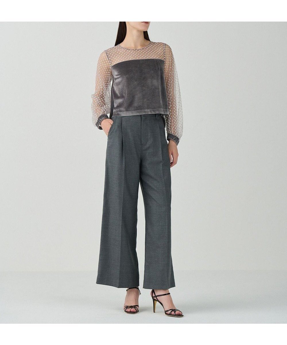 【グレース コンチネンタル/GRACE CONTINENTAL】のフロッキーチュールコンビトップ インテリア・キッズ・メンズ・レディースファッション・服の通販 founy(ファニー) 　ファッション　Fashion　レディースファッション　Fashion for Women　トップス・カットソー　Cut & Sew Tops　シアー　Sheer, See-Through　ヨーク　Yoke, Yoke Design　エレガント 上品　Elegant　夏　Summer　S/S・春夏　SS, Spring/Summer, Warm Season　秋　Autumn　A/W・秋冬　Autumn/Winter　グレー|ID: prp329100004656448 ipo3291000000033680943