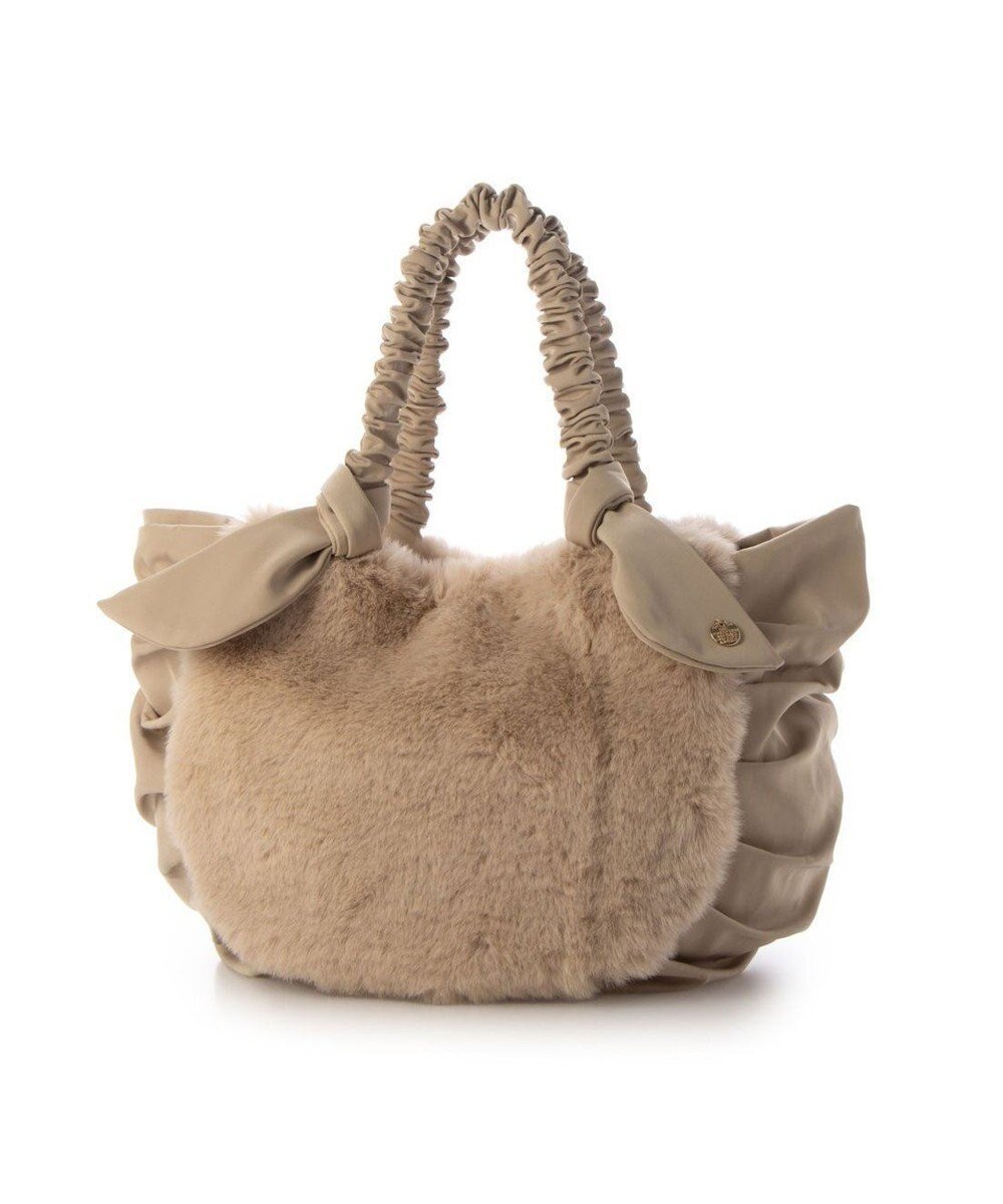 【アンビリオン/UNBILLION】のカシュカシュ cachecache / 下がりリボンエコファーコンビラウンドトート インテリア・キッズ・メンズ・レディースファッション・服の通販 founy(ファニー) 　ファッション　Fashion　レディースファッション　Fashion for Women　バッグ　Bags　カラフル　Colorful Design　財布　Wallet, Purse　ハンド　Hand, Handmade　フェミニン　Feminine, Girly　ポケット　Pocket, Pocket Detail　マグネット　Magnet, Magnetic Closure　ミックス　Mix, Mixed Style　モチーフ　Motif, Design Theme　リボン　Ribbon, Bow　A/W・秋冬　Autumn/Winter　再入荷　Restock / Back in Stock　アイボリー|ID: prp329100004656469 ipo3291000000035915677