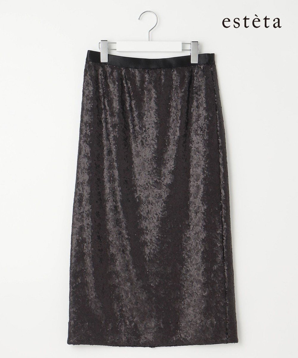 【23区/NIJYUSANKU】の【エステータ】シークインジャージー スカート インテリア・キッズ・メンズ・レディースファッション・服の通販 founy(ファニー) 　ファッション　Fashion　レディースファッション　Fashion for Women　スカート　Skirts　シルバー　Silver, Metallic Silver　シンプル　Simple, Minimal　ストレッチ　Stretch, Stretchy Fabric　スパンコール　Sequins, Sequin Embellishment　A/W・秋冬　Autumn/Winter　冬　Winter / This Winter　ブラック系|ID: prp329100004656518 ipo3291000000033681786