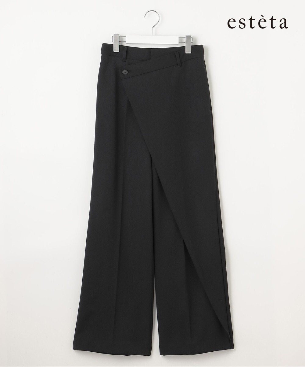 【23区/NIJYUSANKU】の【エステータ】ウールギャバジン ワイド ラップパンツ インテリア・キッズ・メンズ・レディースファッション・服の通販 founy(ファニー) 　ファッション　Fashion　レディースファッション　Fashion for Women　パンツ　Pants & Trousers　シンプル　Simple, Minimal　ジャケット　Jacket, Outerwear　雑誌　Magazine, Fashion Magazine　ラップ　Wrap, Wrap Design　ロング　Long, Long-Length　ワイド　Wide, Wide Fit　A/W・秋冬　Autumn/Winter　冬　Winter / This Winter　おすすめ　Recommended / Our Picks　ブラック系|ID: prp329100004656543 ipo3291000000033681994