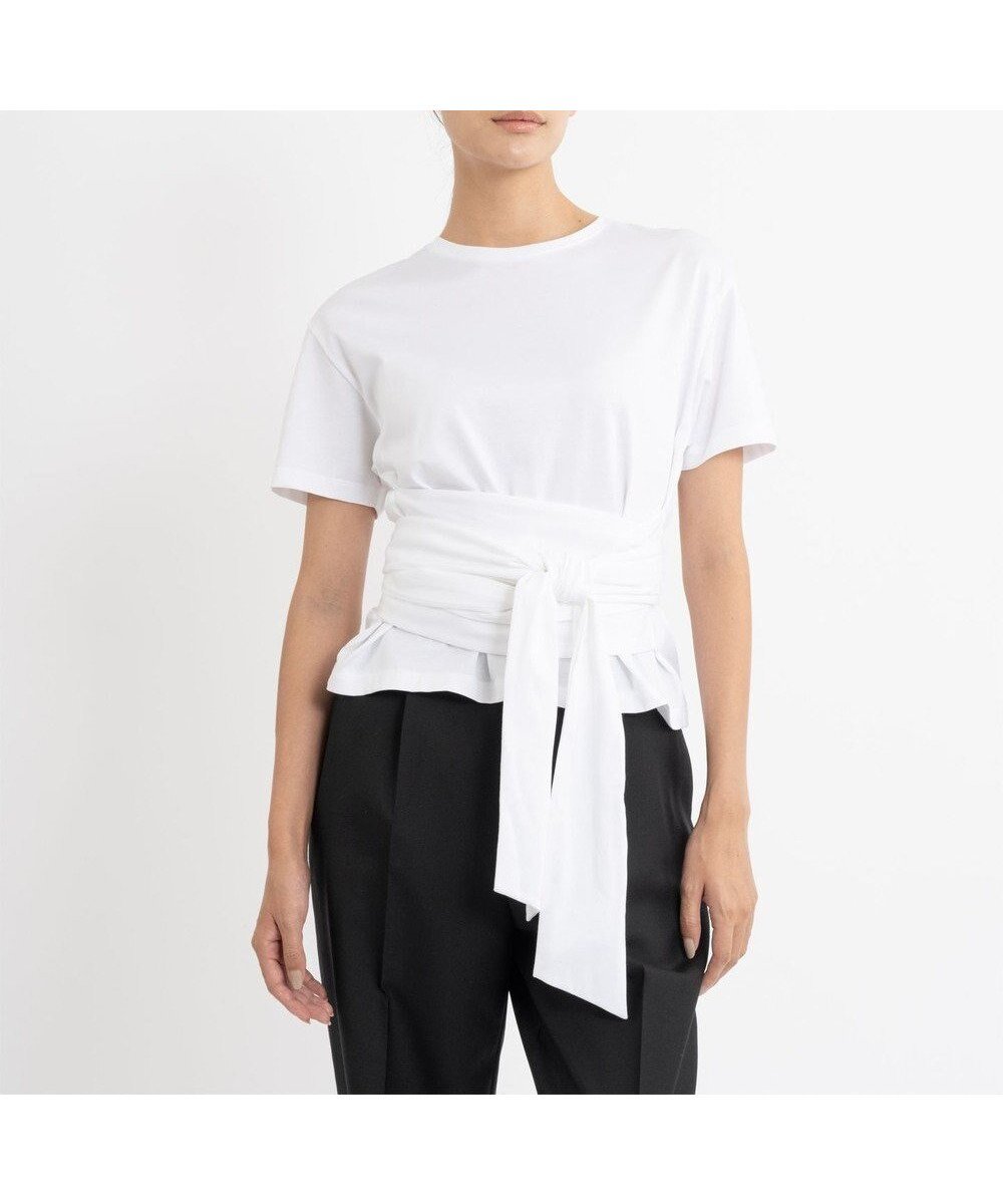 【23区/NIJYUSANKU】の【エステータ】スーピマシングルジャージー サッシュデザイン カットソー 人気、トレンドファッション・服の通販 founy(ファニー) 　ファッション　Fashion　レディースファッション　Fashion for Women　トップス・カットソー　Cut & Sew Tops　シャツ・ブラウス・オフィスカジュアル　Elegant Blouses & Button-Ups　ロングTシャツ・Tシャツ　Longline T-Shirts & Tees　カットソー・ベーシックTシャツ　Cut-and-Sewn Tops / Stretch Tees & Basics　カットソー　Cut and Sewn Top　ベスト　Vest, Waistcoat　ベーシック　Basic, Essential　半袖　Short Sleeve, Half Sleeve　A/W・秋冬　Autumn/Winter　冬　Winter / This Winter　エレガント 上品　Elegant　 other-1|ID: prp329100004656553 ipo3291000000033682020
