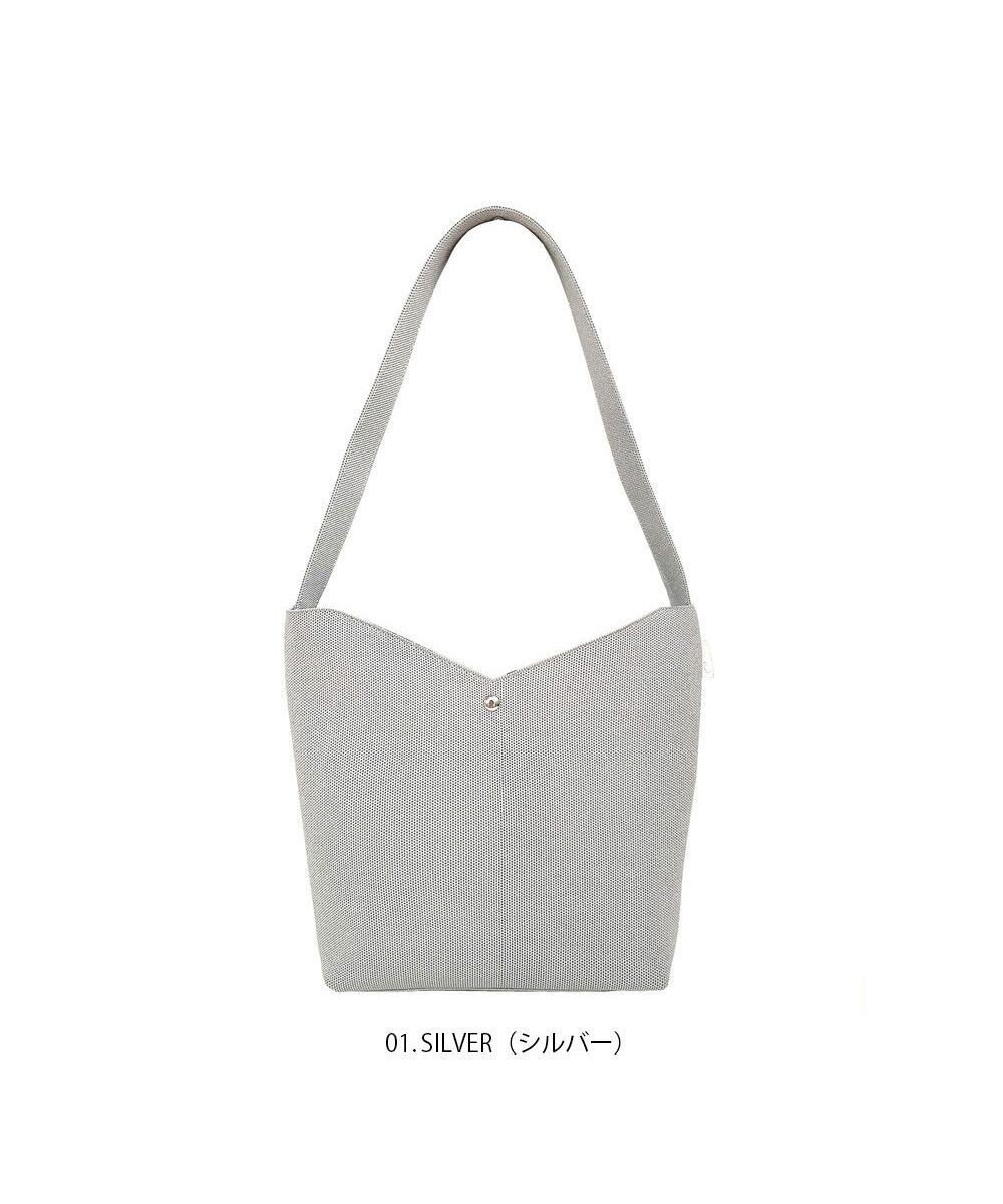 【ルートート/ROOTOTE】の1301【ラメ糸ミックス-幾何学模様】LT.デリ.アミ.ニット-A インテリア・キッズ・メンズ・レディースファッション・服の通販 founy(ファニー) 　ファッション　Fashion　レディースファッション　Fashion for Women　トップス・カットソー　Cut & Sew Tops　ニット　Knit Tops & Sweaters　カメラ　Camera Accessories　ショルダー　Shoulder, Shoulder Strap　シンプル　Simple, Minimal　スタイリッシュ　Stylish, Fashionable　スマホ　Smartphone, Mobile Device　財布　Wallet, Purse　フィット　Fit, Slim Fit　フォルム　Silhouette, Form　ポケット　Pocket, Pocket Detail　ポーチ　Pouch, Small Case　マグネット　Magnet, Magnetic Closure　ミックス　Mix, Mixed Style　エレガント 上品　Elegant　新作・新入荷　New Arrivals / New In　01:シルバー|ID: prp329100004656563 ipo3291000000033682148