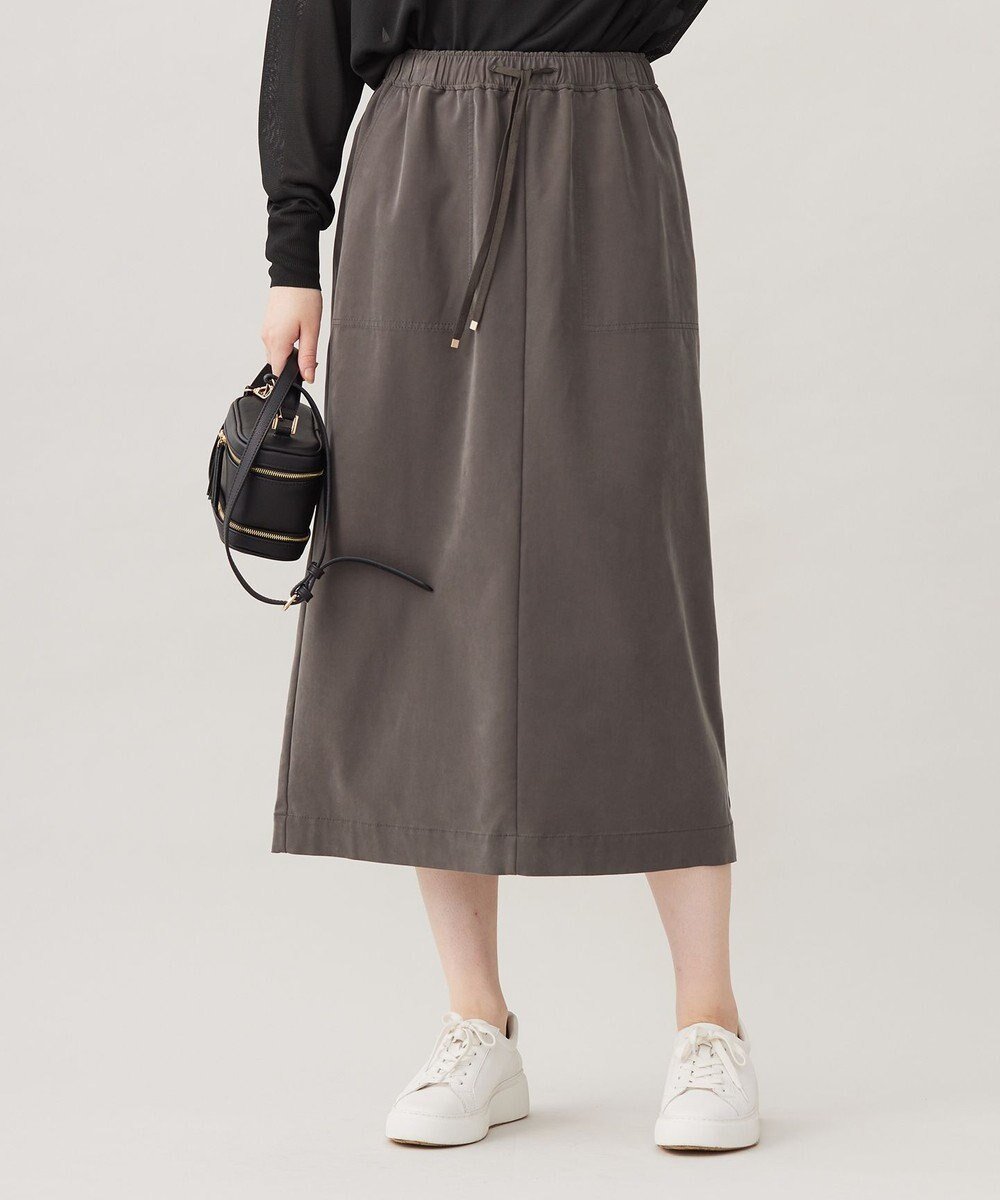 【自由区/JIYU-KU】の【洗える】ソフトレーヨンツイル スカート インテリア・キッズ・メンズ・レディースファッション・服の通販 founy(ファニー) 　ファッション　Fashion　レディースファッション　Fashion for Women　スカート　Skirts　シューズ　Shoes, Footwear　ストレッチ　Stretch, Stretchy Fabric　ストレート　Straight, Straight Cut　ドレープ　Drape, Draping Fabric　バランス　Balance, Style Balance　ポケット　Pocket, Pocket Detail　ヴィンテージ　Vintage Style　洗える　Machine Washable　A/W・秋冬　Autumn/Winter　アッシュ|ID: prp329100004656565 ipo3291000000033682159