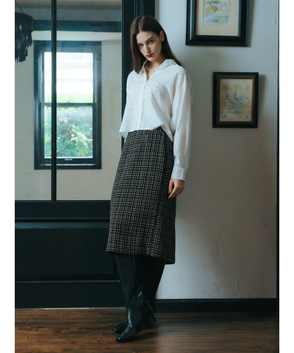 【イェッカ ヴェッカ/YECCA VECCA】のツイードスカート インテリア・キッズ・メンズ・レディースファッション・服の通販 founy(ファニー) 　ファッション　Fashion　レディースファッション　Fashion for Women　スカート　Skirts　シェイプ　Shape, Slim Fit　ジャケット　Jacket, Outerwear　セットアップ　Set-Up, Coordinated Outfit　セレモニー　Ceremony　チェック　Check, Plaid, Tartan　ツイード　Twill, Twill Weave　トレンド　Trend, Trending Now　ポケット　Pocket, Pocket Detail　エレガント 上品　Elegant　切替　Switching, Contrast Panel　A/W・秋冬　Autumn/Winter　Black|ID: prp329100004656589 ipo3291000000033682416