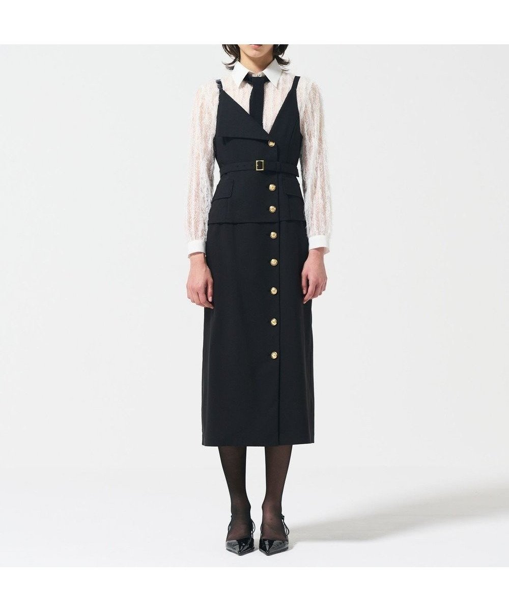 【グレース コンチネンタル/GRACE CONTINENTAL】のタイトテーラージャンパースカート インテリア・キッズ・メンズ・レディースファッション・服の通販 founy(ファニー) 　ファッション　Fashion　レディースファッション　Fashion for Women　スカート　Skirts　おすすめ　Recommended / Our Picks　インナー　Innerwear　キャミワンピース　Cami Dress, Slip Dress　シアー　Sheer, See-Through　ツイル　Twist, Twisted Detail　テーラード　Tailored, Tailored Fit　マニッシュ　Mannish, Boyish　夏　Summer　定番　Standard, Basic Item　S/S・春夏　SS, Spring/Summer, Warm Season　A/W・秋冬　Autumn/Winter　ブラック|ID: prp329100004656625 ipo3291000000033682741