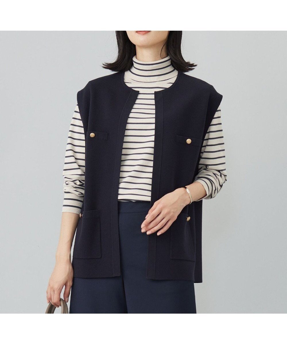 【ジェイ プレス/J.PRESS】の【洗える】VIS/PE ROME ニット ジレベスト インテリア・キッズ・メンズ・レディースファッション・服の通販 founy(ファニー) 　ファッション　Fashion　レディースファッション　Fashion for Women　アウター　Coat / Outerwear Collection　トップス・カットソー　Cut & Sew Tops　ニット　Knit Tops & Sweaters　ベスト&ジレ / 重ね着スタイル　Vests & Gilets　洗える　Machine Washable　秋　Autumn　カーディガン　Cardigan, Knitwear　ストレッチ　Stretch, Stretchy Fabric　バランス　Balance, Style Balance　ベスト　Vest, Waistcoat　ベーシック　Basic, Essential　ミドル　Middle Length, Mid Height　A/W・秋冬　Autumn/Winter　エレガント 上品　Elegant　ダークネイビー系|ID: prp329100004656634 ipo3291000000034337958