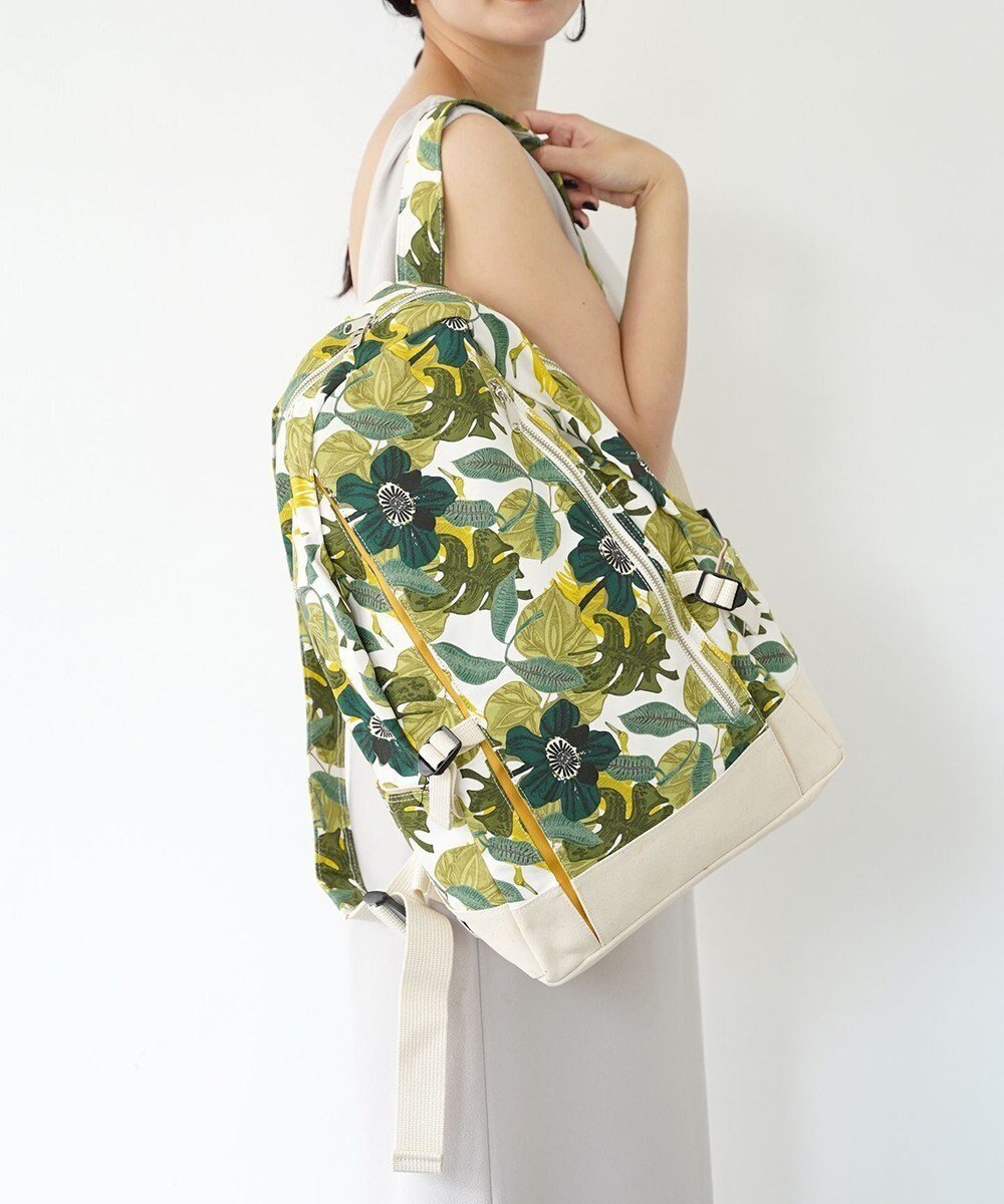【ユーシ/YUSHI】の【A4収納可/帆布】R.C - RUCKSACK ボタニカル柄 リュックサック インテリア・キッズ・メンズ・レディースファッション・服の通販 founy(ファニー) 　ファッション　Fashion　レディースファッション　Fashion for Women　バッグ　Bags　キャンバス　Canvas, Canvas Fabric　トラベル　Travel, Travel Gear　ボタニカル　Botanical, Floral Pattern　ポケット　Pocket, Pocket Detail　リゾート　Resort, Vacation Style　リュック　Backpack, Rucksack　日本製　Made In Japan　旅行　Travel　ホワイト|ID: prp329100004656637 ipo3291000000033682847