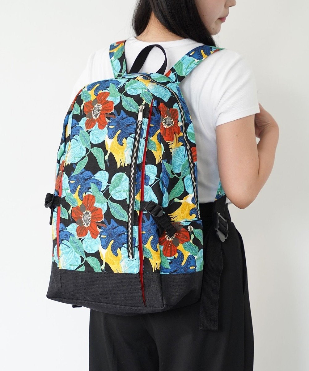 【ユーシ/YUSHI】の【A4収納可/帆布】R.C - RUCKSACK ボタニカル柄 リュックサック インテリア・キッズ・メンズ・レディースファッション・服の通販 founy(ファニー) 　ファッション　Fashion　レディースファッション　Fashion for Women　バッグ　Bags　キャンバス　Canvas, Canvas Fabric　トラベル　Travel, Travel Gear　ボタニカル　Botanical, Floral Pattern　ポケット　Pocket, Pocket Detail　リゾート　Resort, Vacation Style　リュック　Backpack, Rucksack　日本製　Made In Japan　旅行　Travel　ブラック|ID: prp329100004656637 ipo3291000000033682848