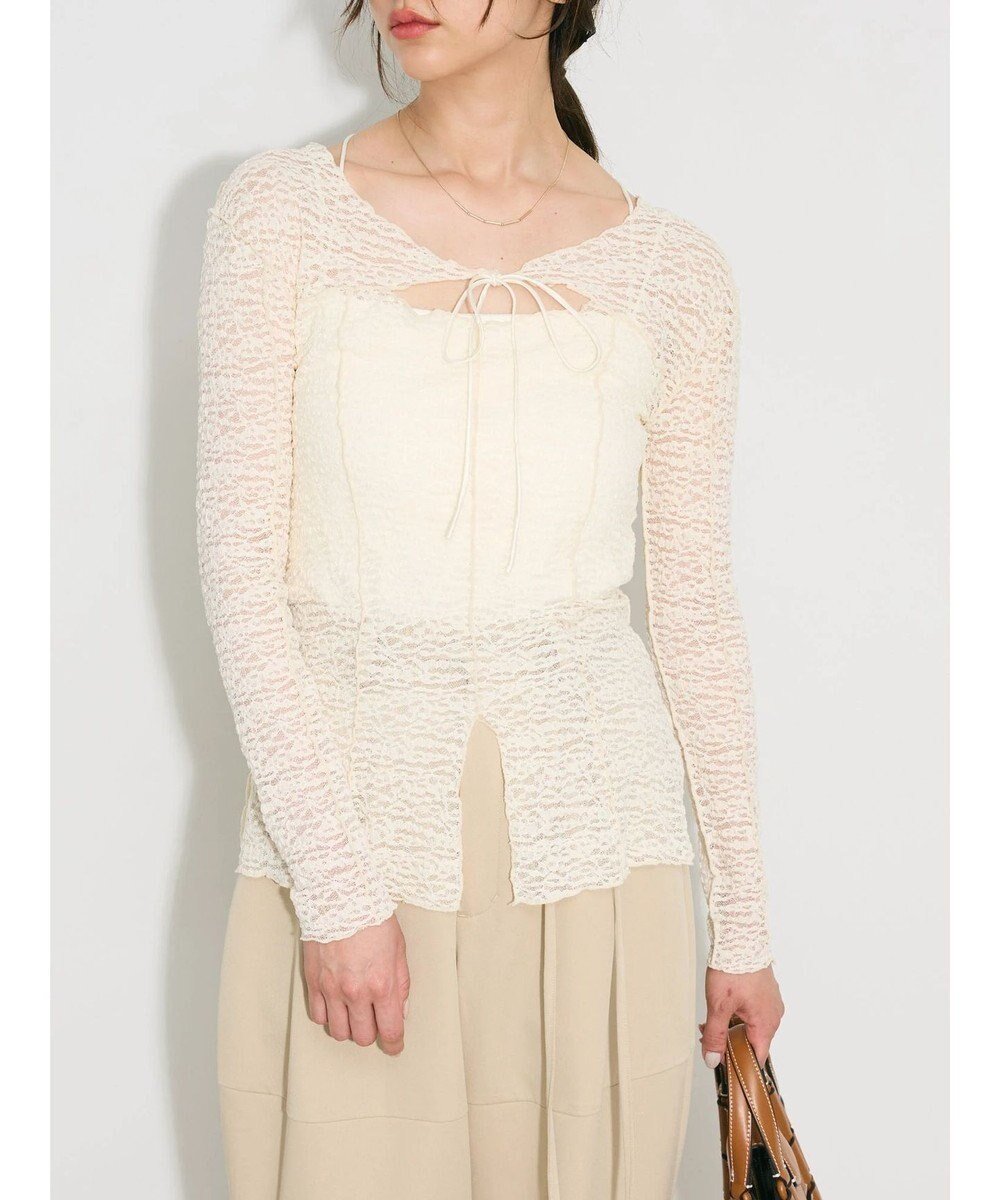 【グリーンパークス/Green Parks】のカットワークデザインレーストップス 人気、トレンドファッション・服の通販 founy(ファニー) ファッション Fashion レディースファッション Fashion for Women トップス・カットソー Cut & Sew Tops シャツ・ブラウス・オフィスカジュアル Elegant Blouses & Button-Ups ロングTシャツ・Tシャツ Longline T-Shirts & Tees カットソー・ベーシックTシャツ Cut-and-Sewn Tops / Stretch Tees & Basics カットソー Cut and Sewn Top 切替 Switching, Contrast Panel シアー Sheer, See-Through シンプル Simple, Minimal スリット Slit, Slit Detail フェミニン Feminine, Girly フロント Front, Front Design ポケット Pocket, Pocket Detail リボン Ribbon, Bow レース Lace, Lace Fabric A/W・秋冬 Autumn/Winter 夏 Summer エレガント 上品 Elegant other-1|ID: prp329100004656649 ipo3291000000033682955