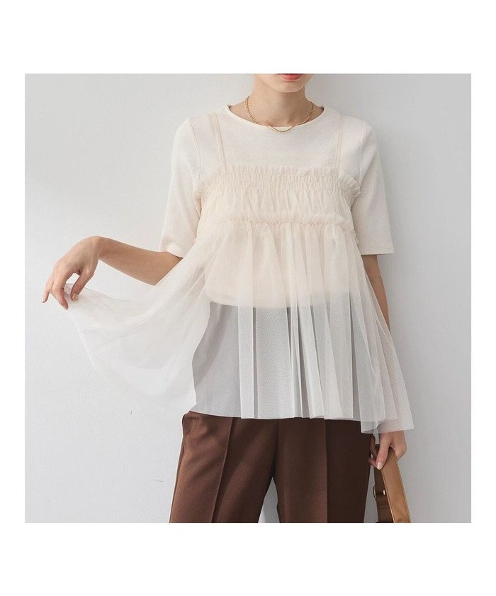 【アースミュージックアンドエコロジー/earth music&ecology】のSET2点チュールビスチェ+リブプルオーバー インテリア・キッズ・メンズ・レディースファッション・服の通販 founy(ファニー) https://founy.com/ ファッション Fashion レディースファッション Fashion for Women トップス・カットソー Cut & Sew Tops シャツ・ブラウス・オフィスカジュアル Elegant Blouses & Button-Ups ロングTシャツ・Tシャツ Longline T-Shirts & Tees カジュアルプルオーバー・ニットトップス Pullovers & Knit Tops / Casual Pullovers カットソー・ベーシックTシャツ Cut-and-Sewn Tops / Stretch Tees & Basics ビスチェ Bustiers & Corset Tops / Layered Bustier Style おすすめ Recommended / Our Picks エアリー Airy Texture カットソー Cut and Sewn Top シンプル Simple, Minimal チュール Tulip, Tulip Motif デニム Denim, Jeans Material ボトム Bottoms, Lower Wear ポケット Pocket, Pocket Detail A/W・秋冬 Autumn/Winter |ID: prp329100004656652 ipo3291000000033683109