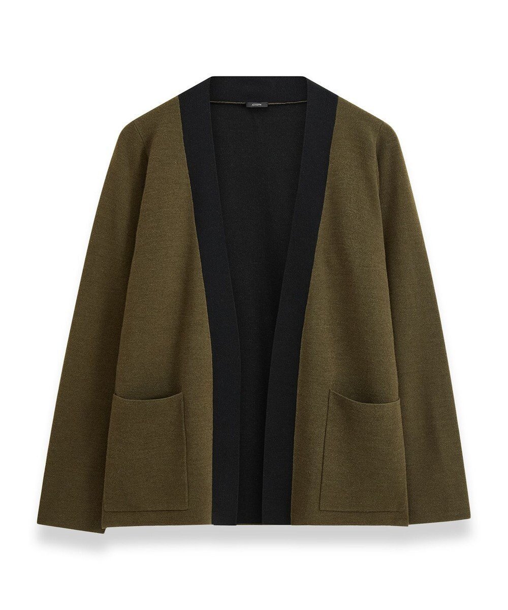 【ジョゼフ/JOSEPH】のウールシルクバイカラー カーディガン 人気、トレンドファッション・服の通販 founy(ファニー) 　ファッション　Fashion　レディースファッション　Fashion for Women　トップス・カットソー　Cut & Sew Tops　カーディガン・羽織り　Layered Style Cardigans　カーディガン　Cardigan, Knitwear　シルク　Silk, 100% Silk　ダブル　Double, Double-Breasted　フェイス　Face, Facial Design　ポケット　Pocket, Pocket Detail　レギュラー　Regular, Standard Fit　A/W・秋冬　Autumn/Winter　 other-1|ID: prp329100004656665 ipo3291000000033683214
