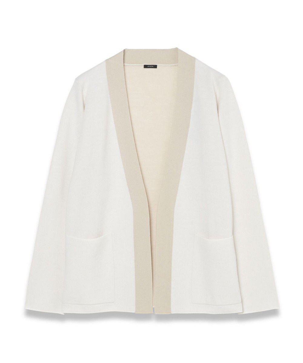 【ジョゼフ/JOSEPH】のウールシルクバイカラー カーディガン インテリア・キッズ・メンズ・レディースファッション・服の通販 founy(ファニー) 　ファッション　Fashion　レディースファッション　Fashion for Women　トップス・カットソー　Cut & Sew Tops　カーディガン・羽織り　Layered Style Cardigans　カーディガン　Cardigan, Knitwear　シルク　Silk, 100% Silk　ダブル　Double, Double-Breasted　フェイス　Face, Facial Design　ポケット　Pocket, Pocket Detail　レギュラー　Regular, Standard Fit　A/W・秋冬　Autumn/Winter　Ivory Combo|ID: prp329100004656665 ipo3291000000033683220