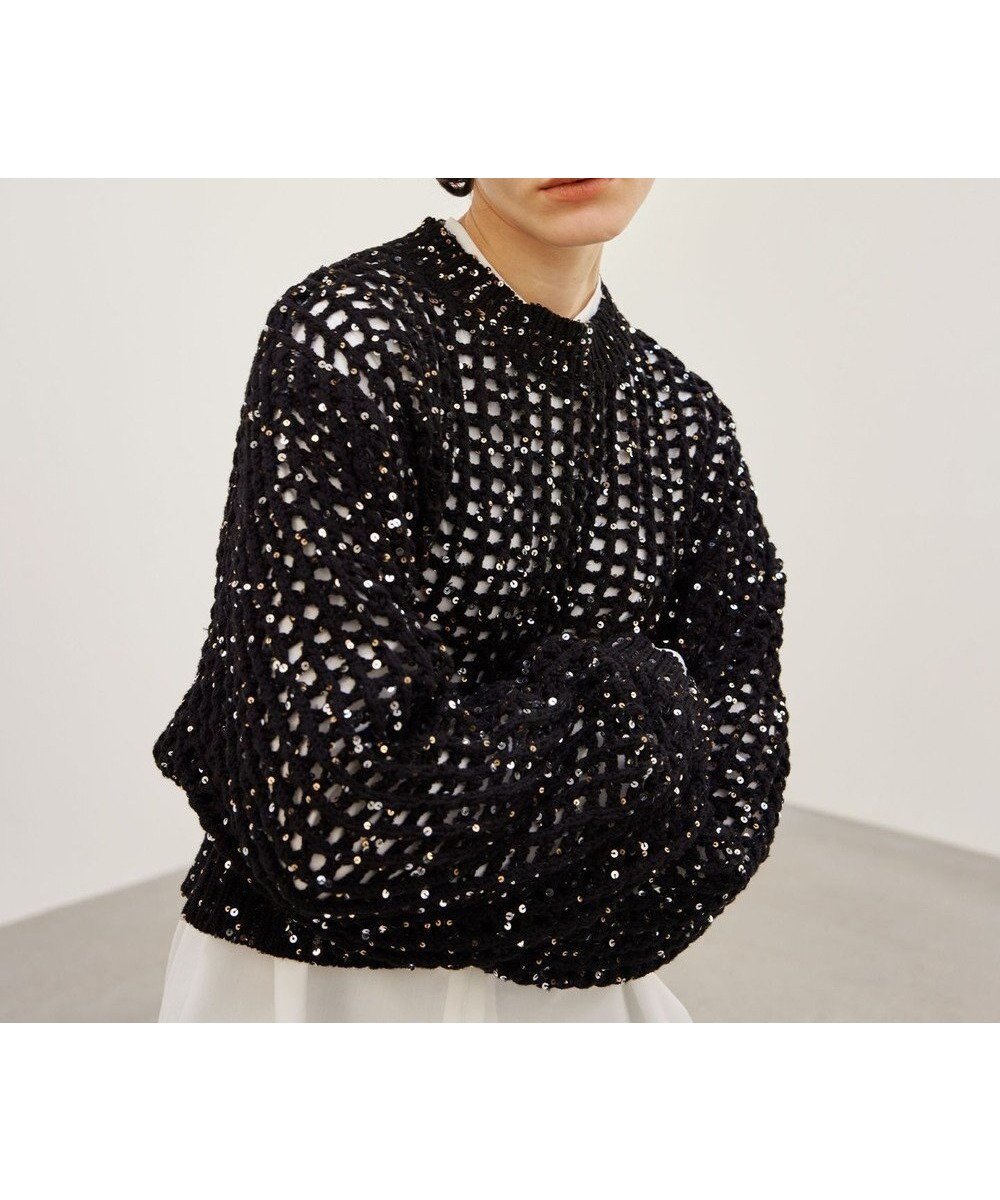 【ベイジ,/BEIGE,】の【洗える】BARQUIER / スパンコールニット インテリア・キッズ・メンズ・レディースファッション・服の通販 founy(ファニー) ファッション Fashion レディースファッション Fashion for Women トップス・カットソー Cut & Sew Tops ニット Knit Tops & Sweaters おすすめ Recommended / Our Picks カットソー Cut and Sewn Top シルバー Silver, Metallic Silver スパンコール Sequins, Sequin Embellishment セーター Sweater, Knitwear メッシュ Mesh, Net Fabric 手編み Hand-Knitted, Handmade Knit 洗える Machine Washable A/W・秋冬 Autumn/Winter Black×Gold&Silver|ID: prp329100004656799 ipo3291000000034245723