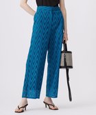 【アイシービー/iCB】の【洗える】 ヘリンボーンエンブロイダリー ワイドストレートパンツ ターコイズ系|ID: prp329100004656889 ipo3291000000034248089