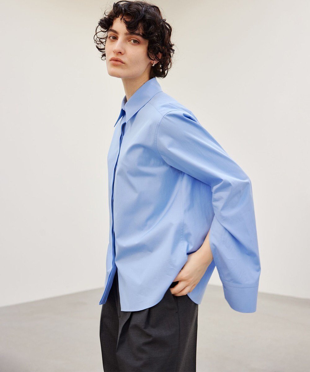 【ベイジ,/BEIGE,】の【洗える】BICON / ドレスシャツ インテリア・キッズ・メンズ・レディースファッション・服の通販 founy(ファニー) 　ファッション　Fashion　レディースファッション　Fashion for Women　トップス・カットソー　Cut & Sew Tops　シャツ・ブラウス・オフィスカジュアル　Elegant Blouses & Button-Ups　ワンピース　Dresses　フォーマル・パーティードレス・結婚式用ドレス　Elegant & Casual Dresses　オイル　Body Oil　カフス　Cuff Design　ショルダー　Shoulder, Shoulder Strap　ジャケット　Jacket, Outerwear　スタイリッシュ　Stylish, Fashionable　スリット　Slit, Slit Detail　ドレス　Dress, One-Piece　ドロップ　Drop Shoulder, Dropped Style　ブロード　Broadcloth, Fine Cotton　リラックス　Relax, Relaxed Fit　エレガント 上品　Elegant　ビジネス 仕事 通勤　Business / Work / Commuting　夏　Summer　S/S・春夏　SS, Spring/Summer, Warm Season　洗える　Machine Washable　A/W・秋冬　Autumn/Winter　Sax|ID: prp329100004656907 ipo3291000000033685886