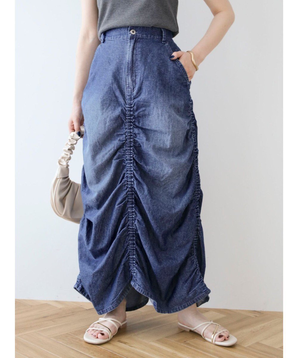 【グリーンパークス/Green Parks】の・SUGAR SPOON シャーリングデニムスカート インテリア・キッズ・メンズ・レディースファッション・服の通販 founy(ファニー) 　ファッション　Fashion　レディースファッション　Fashion for Women　スカート　Skirts　デニムスカート・カジュアルスカート　Denim Skirts　シャーリング　Shirring, Ruched　デニム　Denim, Jeans Material　ポケット　Pocket, Pocket Detail　夏　Summer　春　Spring　S/S・春夏　SS, Spring/Summer, Warm Season　Indigo|ID: prp329100004656932 ipo3291000000034250497