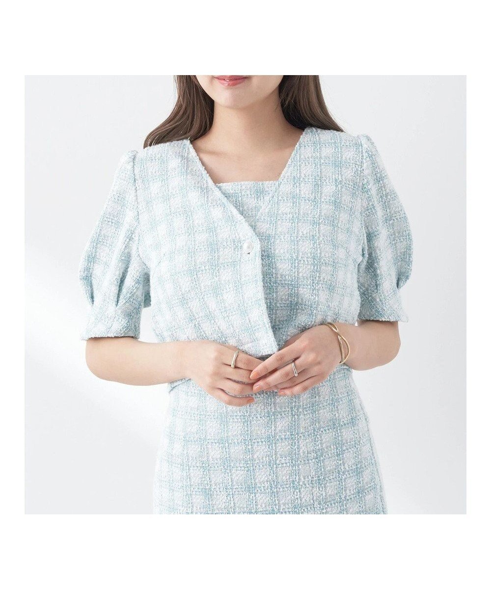 【アースミュージックアンドエコロジー/earth music&ecology】のSET2点 カットソーツィードアンサンブル インテリア・キッズ・メンズ・レディースファッション・服の通販 founy(ファニー) 　ファッション　Fashion　レディースファッション　Fashion for Women　トップス・カットソー　Cut & Sew Tops　カーディガン・羽織り　Layered Style Cardigans　アンサンブルニット　Knit Ensembles & Twin Sets　カットソー・ベーシックTシャツ　Cut-and-Sewn Tops / Stretch Tees & Basics　おすすめ　Recommended / Our Picks　アンサンブル　Ensemble Set　インナー　Innerwear　カーディガン　Cardigan, Knitwear　ショート　Short, Short Length　ジャケット　Jacket, Outerwear　セットアップ　Set-Up, Coordinated Outfit　デコルテ　Décolleté, Neckline　パール　Pearl, Pearl Accent　ポケット　Pocket, Pocket Detail　エレガント 上品　Elegant　夏　Summer　春　Spring　S/S・春夏　SS, Spring/Summer, Warm Season　Check Green|ID: prp329100004657107 ipo3291000000034252823