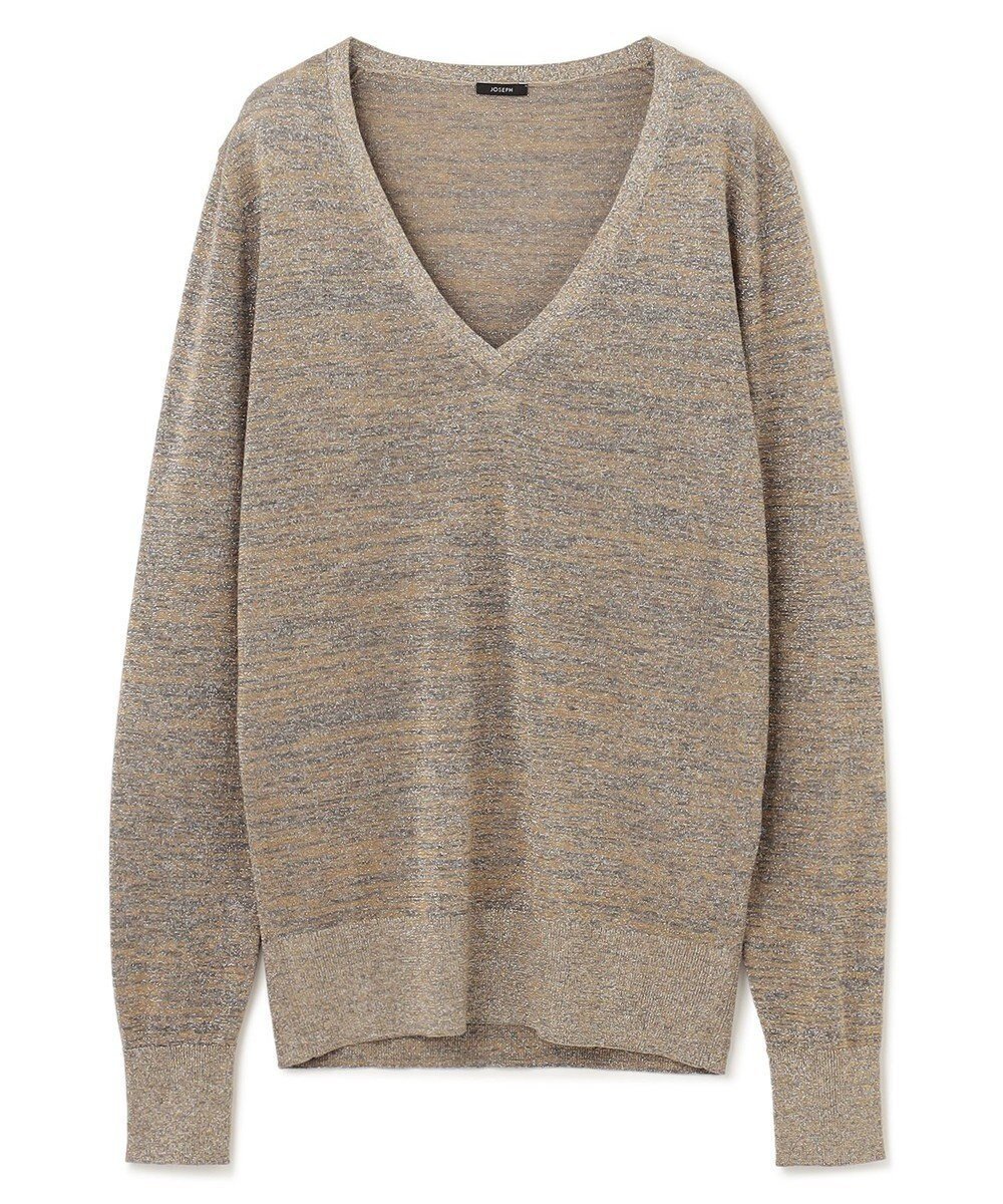 【ジョゼフ/JOSEPH】の【洗える】ルレックス Vネックニット インテリア・キッズ・メンズ・レディースファッション・服の通販 founy(ファニー) 　ファッション　Fashion　レディースファッション　Fashion for Women　トップス・カットソー　Cut & Sew Tops　ニット　Knit Tops & Sweaters　Vネックトップス　V-Neck Tops / V-Cut Neckline Shirts　インナー　Innerwear　ジャケット　Jacket, Outerwear　スリーブ　Sleeve, Long Sleeve / Short Sleeve　セーター　Sweater, Knitwear　フィット　Fit, Slim Fit　レギュラー　Regular, Standard Fit　ロング　Long, Long-Length　夏　Summer　定番　Standard, Basic Item　春　Spring　S/S・春夏　SS, Spring/Summer, Warm Season　洗える　Machine Washable　軽量　Lightweight, Ultra Light　Metallic Spark|ID: prp329100004657185 ipo3291000000034515455