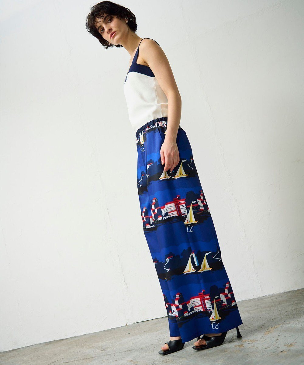 【グレース コンチネンタル/GRACE CONTINENTAL】のマリンプリントイージーパンツ インテリア・キッズ・メンズ・レディースファッション・服の通販 founy(ファニー) 　ファッション　Fashion　レディースファッション　Fashion for Women　パンツ　Pants & Trousers　イタリア　Italy　センター　Center, Center Line　モチーフ　Motif, Design Theme　リゾート　Resort, Vacation Style　ワイド　Wide, Wide Fit　別注　Limited Edition, Custom Order　夏　Summer　春　Spring　S/S・春夏　SS, Spring/Summer, Warm Season　ブルー|ID: prp329100004657240 ipo3291000000034254082