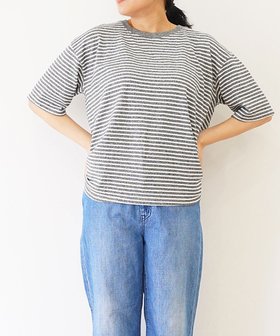 【サキュウ/caqu】の【洗える】caqu x GoodOn short sleeve border tee コットンポリエステルボーダーTシャツ 人気、トレンドファッション・服の通販 founy(ファニー) ファッション Fashion レディースファッション Fashion for Women トップス・カットソー Cut & Sew Tops シャツ・ブラウス・オフィスカジュアル Elegant Blouses & Button-Ups ロングTシャツ・Tシャツ Longline T-Shirts & Tees カットソー・ベーシックTシャツ Cut-and-Sewn Tops / Stretch Tees & Basics インディゴ Indigo Denim 洗える Machine Washable カットソー Cut and Sewn Top ジーンズ Jeans, Denim Pants スタイリッシュ Stylish, Fashionable ドッキング Docking, Mixed Material パターン Pattern, Design Print ボーダー Border, Stripe リラックス Relax, Relaxed Fit A/W・秋冬 Autumn/Winter S/S・春夏 SS, Spring/Summer, Warm Season 夏 Summer |ID:prp329100004657311