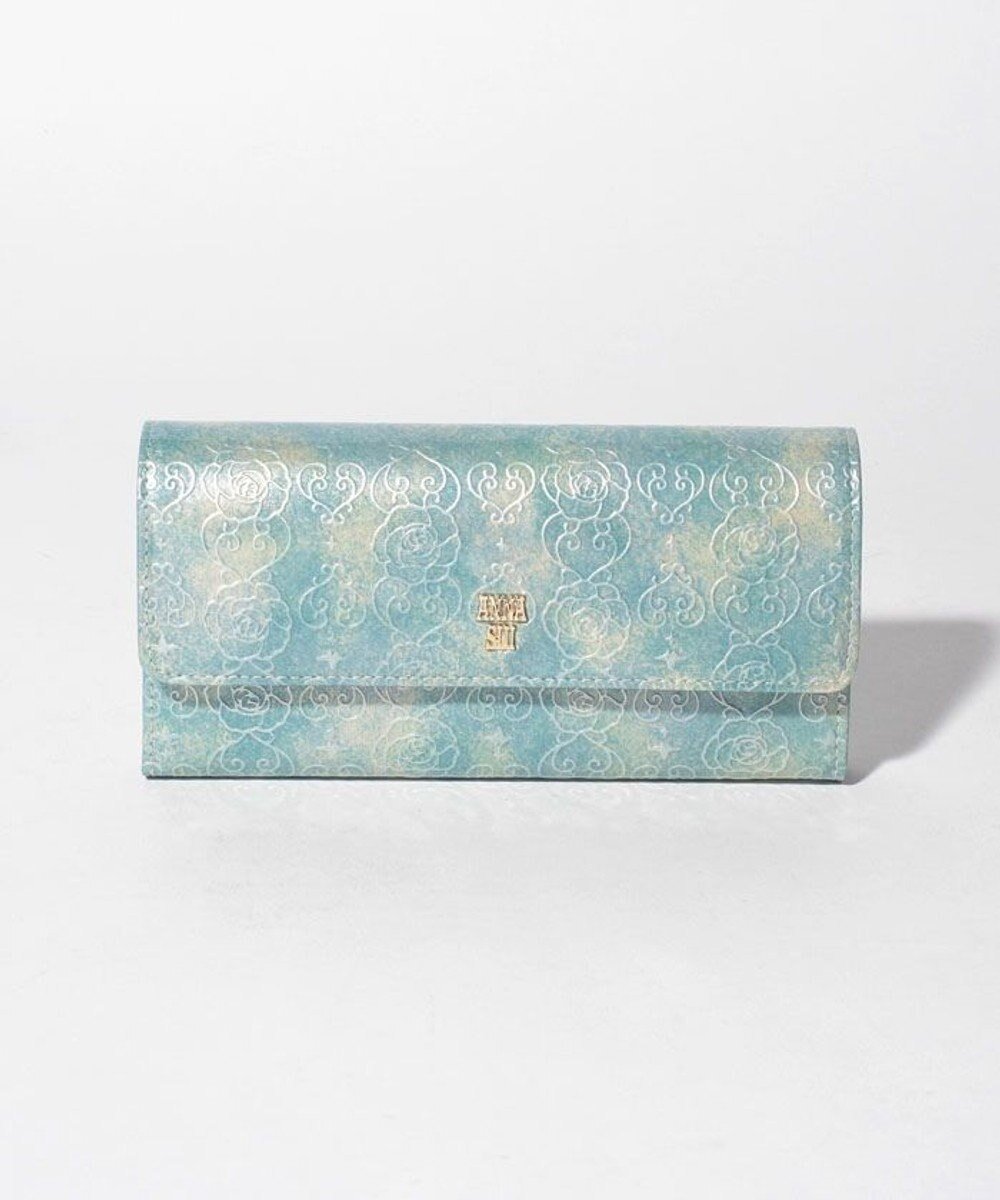 【アナスイ/ANNA SUI】のローズハート フラップ長財布 インテリア・キッズ・メンズ・レディースファッション・服の通販 founy(ファニー) 　ファッション　Fashion　レディースファッション　Fashion for Women　ミニ財布・二つ折り財布　Wallets & Card Cases　エナメル　Patent Leather　チャーム　Charm, Pendant　バタフライ　Butterfly, Butterfly Motif　フラップ　Flap, Flap Pocket　プリント　Print, Printed Pattern　ローズ　Rose, Rose Motif　定番　Standard, Basic Item　財布　Wallet, Purse　ミント|ID: prp329100004657326 ipo3291000000033690079
