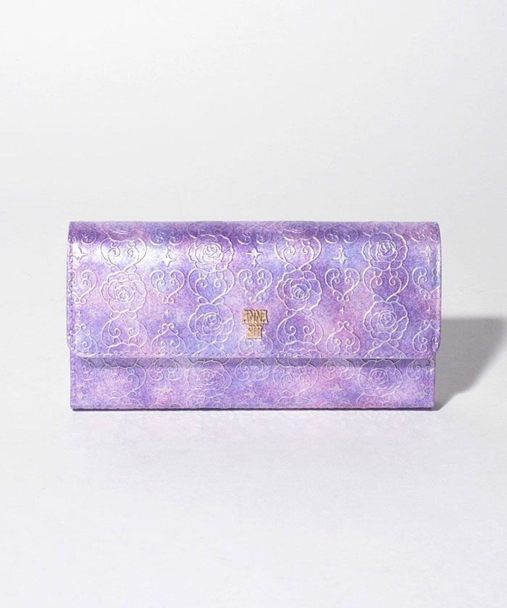 【アナスイ/ANNA SUI】のローズハート フラップ長財布 インテリア・キッズ・メンズ・レディースファッション・服の通販 founy(ファニー) 　ファッション　Fashion　レディースファッション　Fashion for Women　ミニ財布・二つ折り財布　Wallets & Card Cases　エナメル　Patent Leather　チャーム　Charm, Pendant　バタフライ　Butterfly, Butterfly Motif　フラップ　Flap, Flap Pocket　プリント　Print, Printed Pattern　ローズ　Rose, Rose Motif　定番　Standard, Basic Item　財布　Wallet, Purse　ラベンダー|ID: prp329100004657326 ipo3291000000033690080