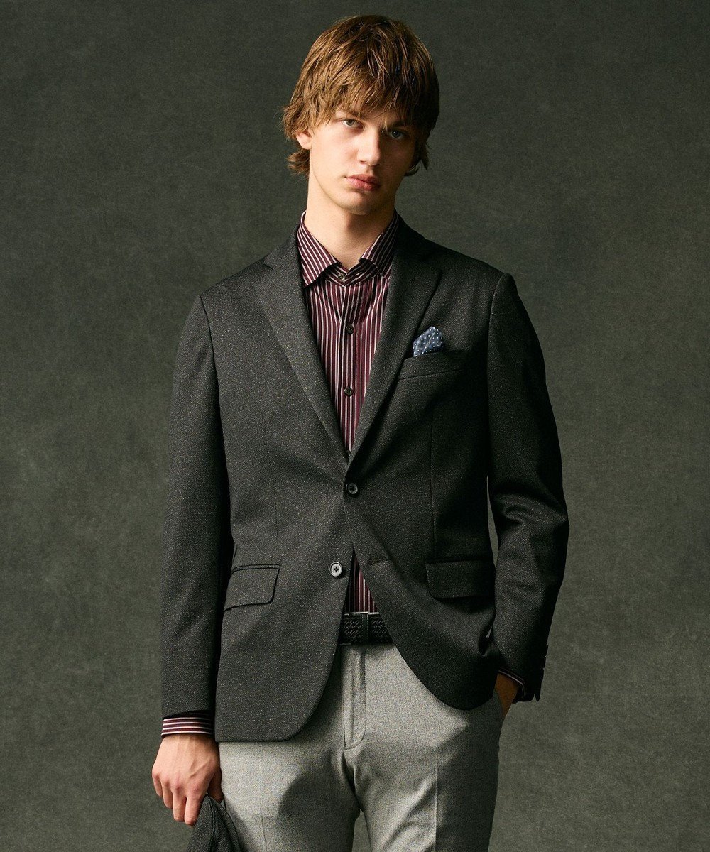 【ジョセフ アブード/JOSEPH ABBOUD / MEN】の【ストレッチ】エアロムリネ コンフォートジャージジャケット インテリア・キッズ・メンズ・レディースファッション・服の通販 founy(ファニー) 　ファッション　Fashion　メンズファッション　Fashion for Men　アウター　Men's Coats Outerwear　テーラードジャケット　Tailored Jackets & Blazers　シンプル　Simple, Minimal　ジャケット　Jacket, Outerwear　ストレッチ　Stretch, Stretchy Fabric　プリント　Print, Printed Pattern　ポケット　Pocket, Pocket Detail　メランジ　Melange, Mixed Yarn　A/W・秋冬　Autumn/Winter　新作・新入荷　New Arrivals / New In　おすすめ　Recommended / Our Picks　グレー系|ID: prp329100004657510 ipo3291000000033708008