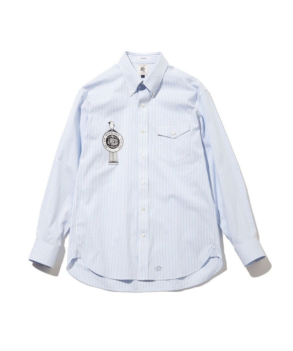 【ジェイ プレス/J.PRESS / MEN】の【AaronChang】【UNISEX】ピンオックス シャツ / B.D. インテリア・キッズ・メンズ・レディースファッション・服の通販 founy(ファニー) 　ファッション　Fashion　レディースファッション　Fashion for Women　トップス・カットソー　Cut & Sew Tops　シャツ・ブラウス・オフィスカジュアル　Elegant Blouses & Button-Ups　イラスト　Illustration　クラシック　Classic, Timeless Style　ジャケット　Jacket, Outerwear　スマート　Smart, Elegant　デニム　Denim, Jeans Material　定番　Standard, Basic Item　フラップ　Flap, Flap Pocket　プリント　Print, Printed Pattern　ポケット　Pocket, Pocket Detail　モダン　Modern, Contemporary　ユニセックス　Unisex, Genderless　A/W・秋冬　Autumn/Winter　サックスブルー系1|ID: prp329100004657544 ipo3291000000033708312