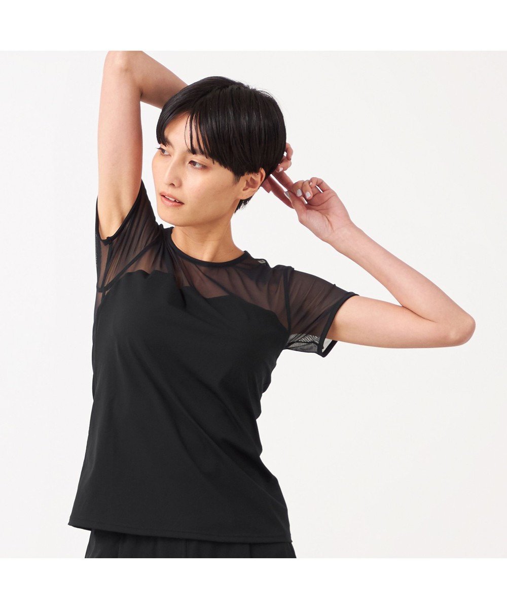 【チャコット/Chacott】のChacott BALANCE スムースライトトップ【C BASIC】 インテリア・キッズ・メンズ・レディースファッション・服の通販 founy(ファニー) 　ファッション　Fashion　レディースファッション　Fashion for Women　トップス・カットソー　Cut & Sew Tops　吸水　Absorbent, Quick-Dry　抗菌　Antibacterial, Bacteria-Resistant　シアー　Sheer, See-Through　シンプル　Simple, Minimal　ストレッチ　Stretch, Stretchy Fabric　バレエ　Ballet, Ballet Style　フィット　Fit, Slim Fit　ブロック　Block, Solid Block Pattern　メッシュ　Mesh, Net Fabric　おすすめ　Recommended / Our Picks　夏　Summer　ブラック|ID: prp329100004657579 ipo3291000000033708608