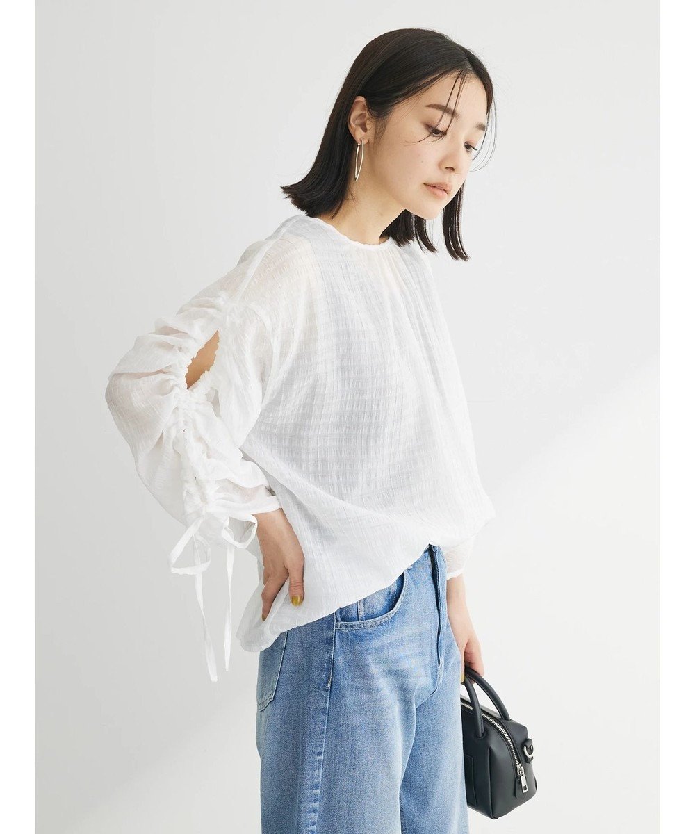 【グリーンパークス/Green Parks】の・ELENCARE DUE バックリボンブラウス 人気、トレンドファッション・服の通販 founy(ファニー) 　ファッション　Fashion　レディースファッション　Fashion for Women　トップス・カットソー　Cut & Sew Tops　シャツ・ブラウス・オフィスカジュアル　Elegant Blouses & Button-Ups　シアー　Sheer, See-Through　ポケット　Pocket, Pocket Detail　リボン　Ribbon, Bow　リラックス　Relax, Relaxed Fit　夏　Summer　春　Spring　S/S・春夏　SS, Spring/Summer, Warm Season　 other-1|ID: prp329100004657588 ipo3291000000033708875