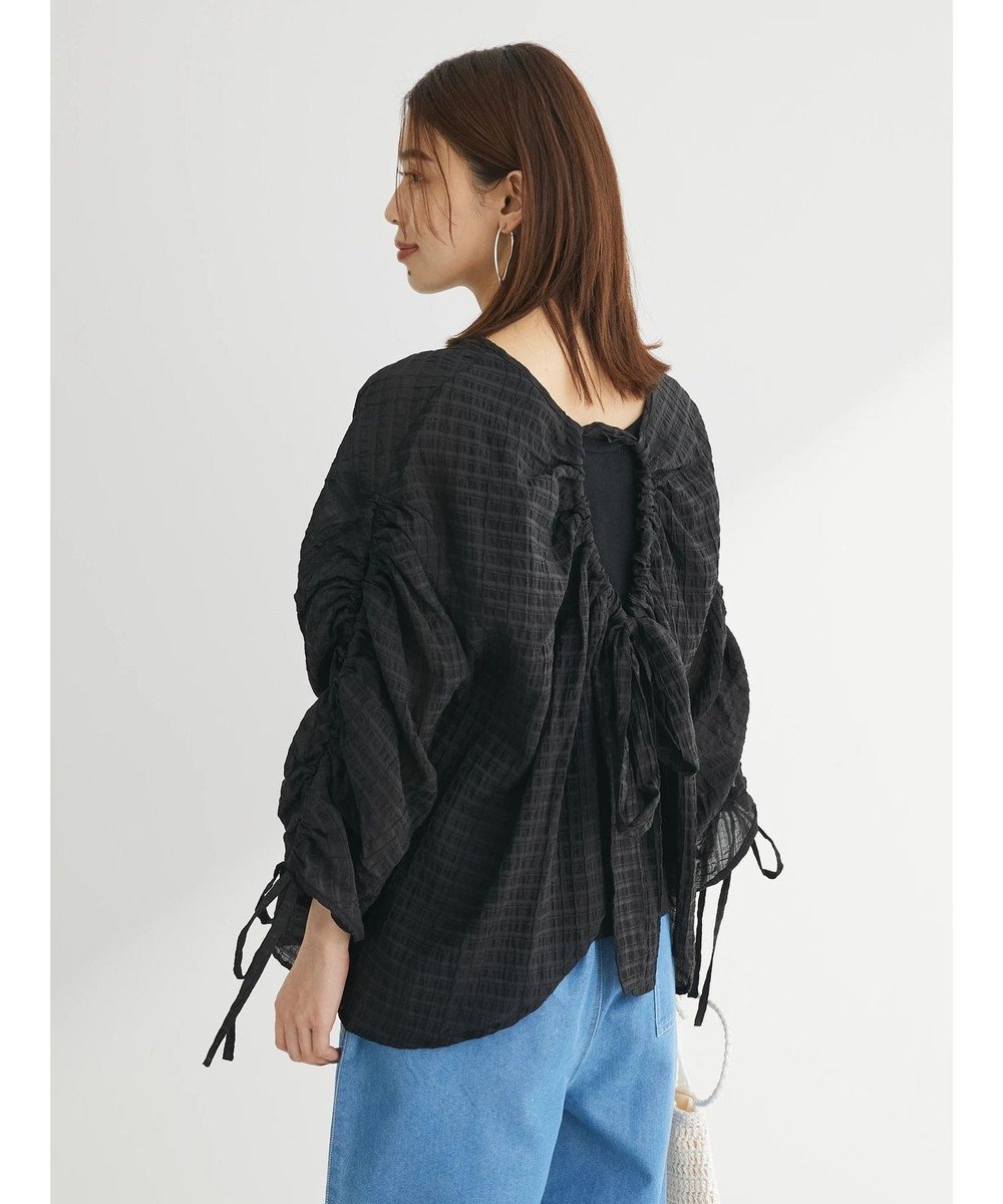 【グリーンパークス/Green Parks】の・ELENCARE DUE バックリボンブラウス インテリア・キッズ・メンズ・レディースファッション・服の通販 founy(ファニー) 　ファッション　Fashion　レディースファッション　Fashion for Women　トップス・カットソー　Cut & Sew Tops　シャツ・ブラウス・オフィスカジュアル　Elegant Blouses & Button-Ups　シアー　Sheer, See-Through　ポケット　Pocket, Pocket Detail　リボン　Ribbon, Bow　リラックス　Relax, Relaxed Fit　夏　Summer　春　Spring　S/S・春夏　SS, Spring/Summer, Warm Season　Black|ID: prp329100004657588 ipo3291000000033708879
