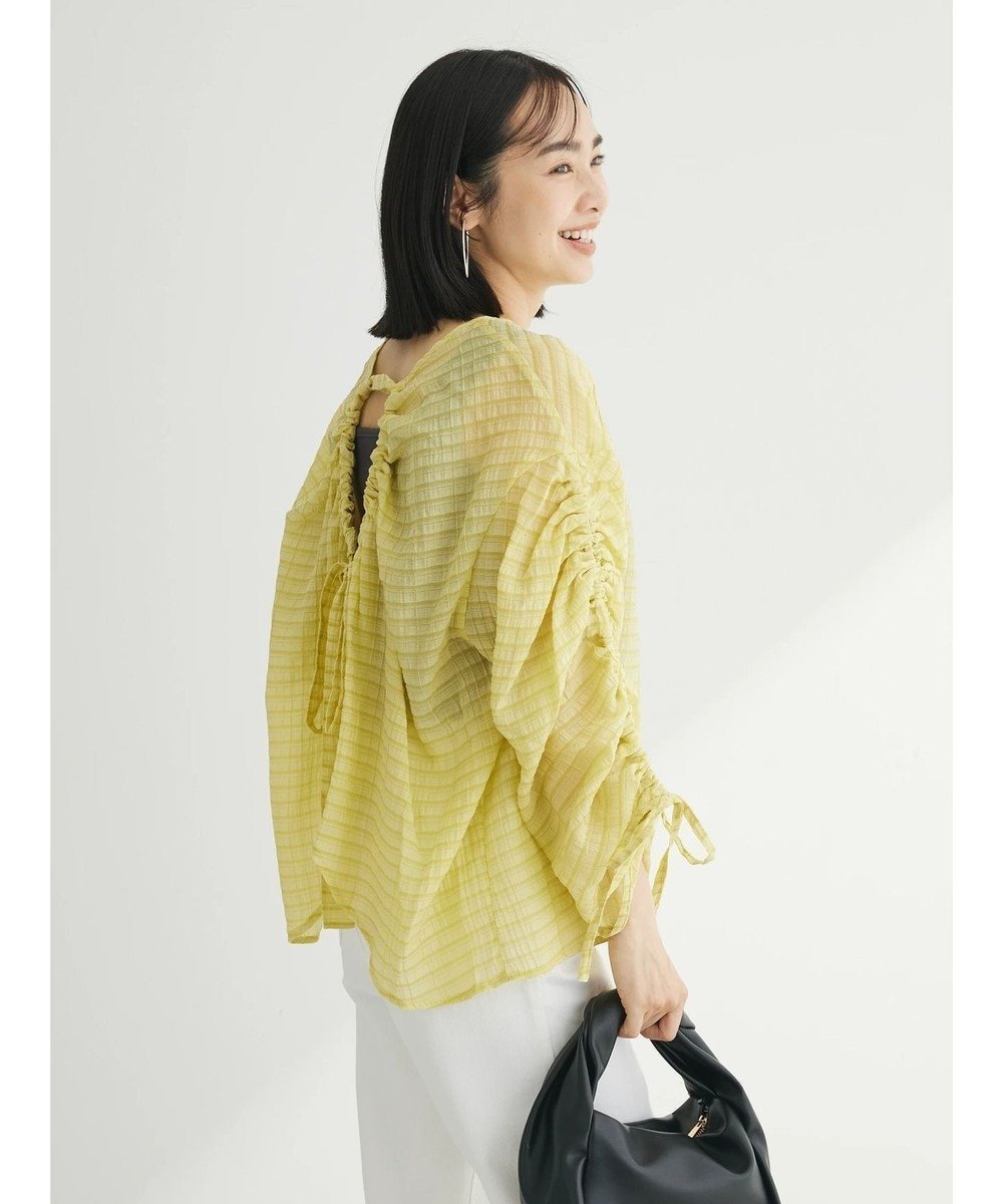 【グリーンパークス/Green Parks】の・ELENCARE DUE バックリボンブラウス インテリア・キッズ・メンズ・レディースファッション・服の通販 founy(ファニー) 　ファッション　Fashion　レディースファッション　Fashion for Women　トップス・カットソー　Cut & Sew Tops　シャツ・ブラウス・オフィスカジュアル　Elegant Blouses & Button-Ups　シアー　Sheer, See-Through　ポケット　Pocket, Pocket Detail　リボン　Ribbon, Bow　リラックス　Relax, Relaxed Fit　夏　Summer　春　Spring　S/S・春夏　SS, Spring/Summer, Warm Season　Yellow|ID: prp329100004657588 ipo3291000000033708884