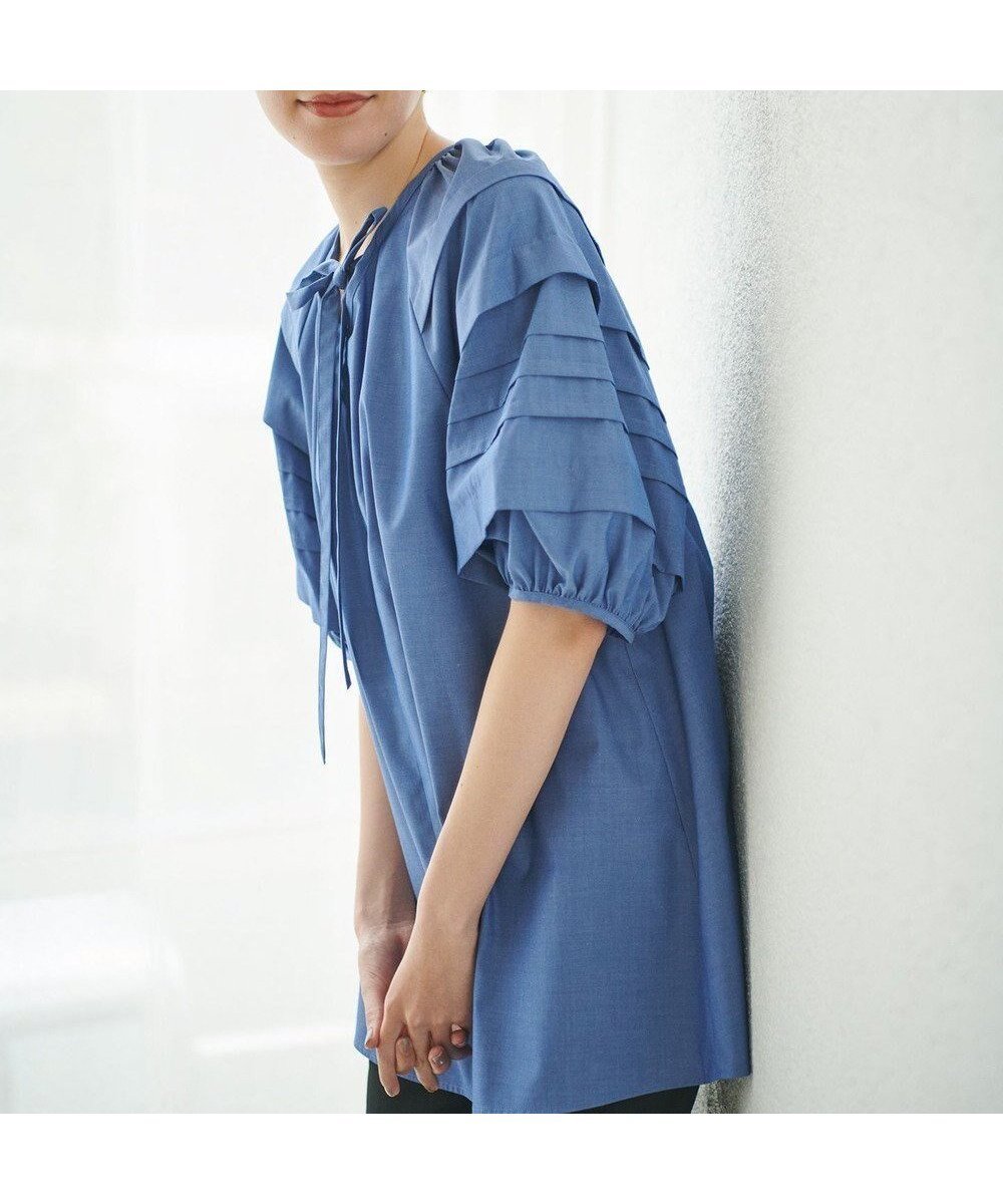 【ハッシュニュアンス/#Newans】の【ANSWER for ほど甘トレンド】タックスリーブブラウス インテリア・キッズ・メンズ・レディースファッション・服の通販 founy(ファニー) ファッション Fashion レディースファッション Fashion for Women トップス・カットソー Cut & Sew Tops シャツ・ブラウス・オフィスカジュアル Elegant Blouses & Button-Ups ギャザー Gathered, Ruffled スリーブ Sleeve, Long Sleeve / Short Sleeve トレンド Trend, Trending Now フォルム Silhouette, Form ボーダー Border, Stripe リボン Ribbon, Bow 夏 Summer 春 Spring S/S・春夏 SS, Spring/Summer, Warm Season デニム系|ID: prp329100004657615 ipo3291000000034258272