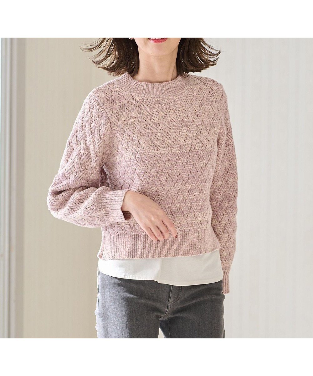 【エニィ スィス/any SiS】の【洗える】ミックスカラー ニット インテリア・キッズ・メンズ・レディースファッション・服の通販 founy(ファニー) 　ファッション　Fashion　レディースファッション　Fashion for Women　トップス・カットソー　Cut & Sew Tops　ニット　Knit Tops & Sweaters　おすすめ　Recommended / Our Picks　グラデーション　Gradient, Ombre　ショート　Short, Short Length　シンプル　Simple, Minimal　スリット　Slit, Slit Detail　セーター　Sweater, Knitwear　ハイネック　High Neck, Mock Neck　バスケット　Basket, Basket Bag　バランス　Balance, Style Balance　ミックス　Mix, Mixed Style　ミドル　Middle Length, Mid Height　洗える　Machine Washable　A/W・秋冬　Autumn/Winter　ピンク|ID: prp329100004657652 ipo3291000000033709900