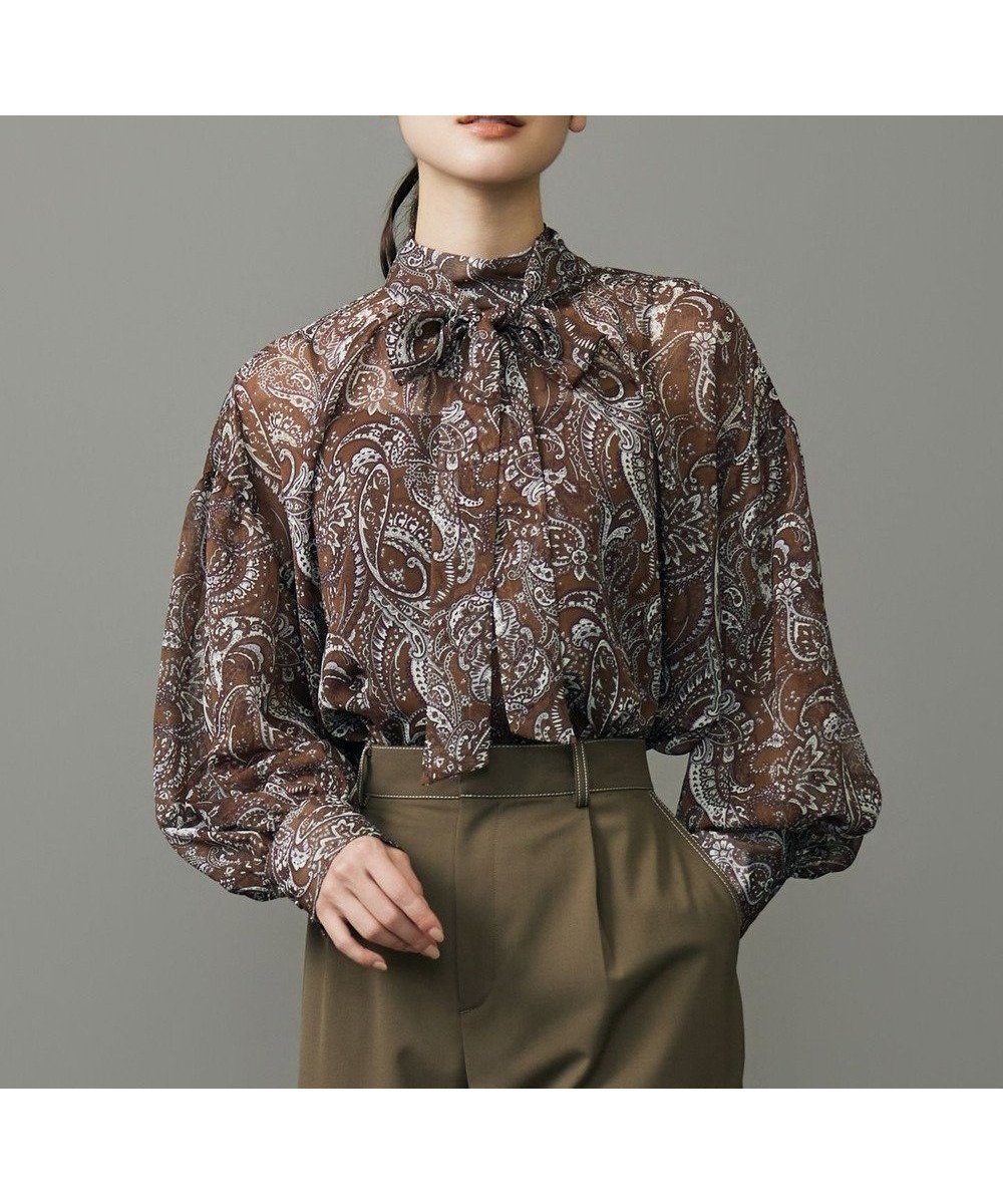 【自由区/JIYU-KU】の【洗える】ペイズリープリントボウタイ ブラウス 人気、トレンドファッション・服の通販 founy(ファニー) 　ファッション　Fashion　レディースファッション　Fashion for Women　トップス・カットソー　Cut & Sew Tops　シャツ・ブラウス・オフィスカジュアル　Elegant Blouses & Button-Ups　エレガント 上品　Elegant　カフス　Cuff Design　ギャザー　Gathered, Ruffled　シフォン　Chiffon, Lightweight Fabric　プリント　Print, Printed Pattern　ペイズリー　Paisley, Ethnic Pattern　洗える　Machine Washable　A/W・秋冬　Autumn/Winter　 other-1|ID: prp329100004657705 ipo3291000000033710160