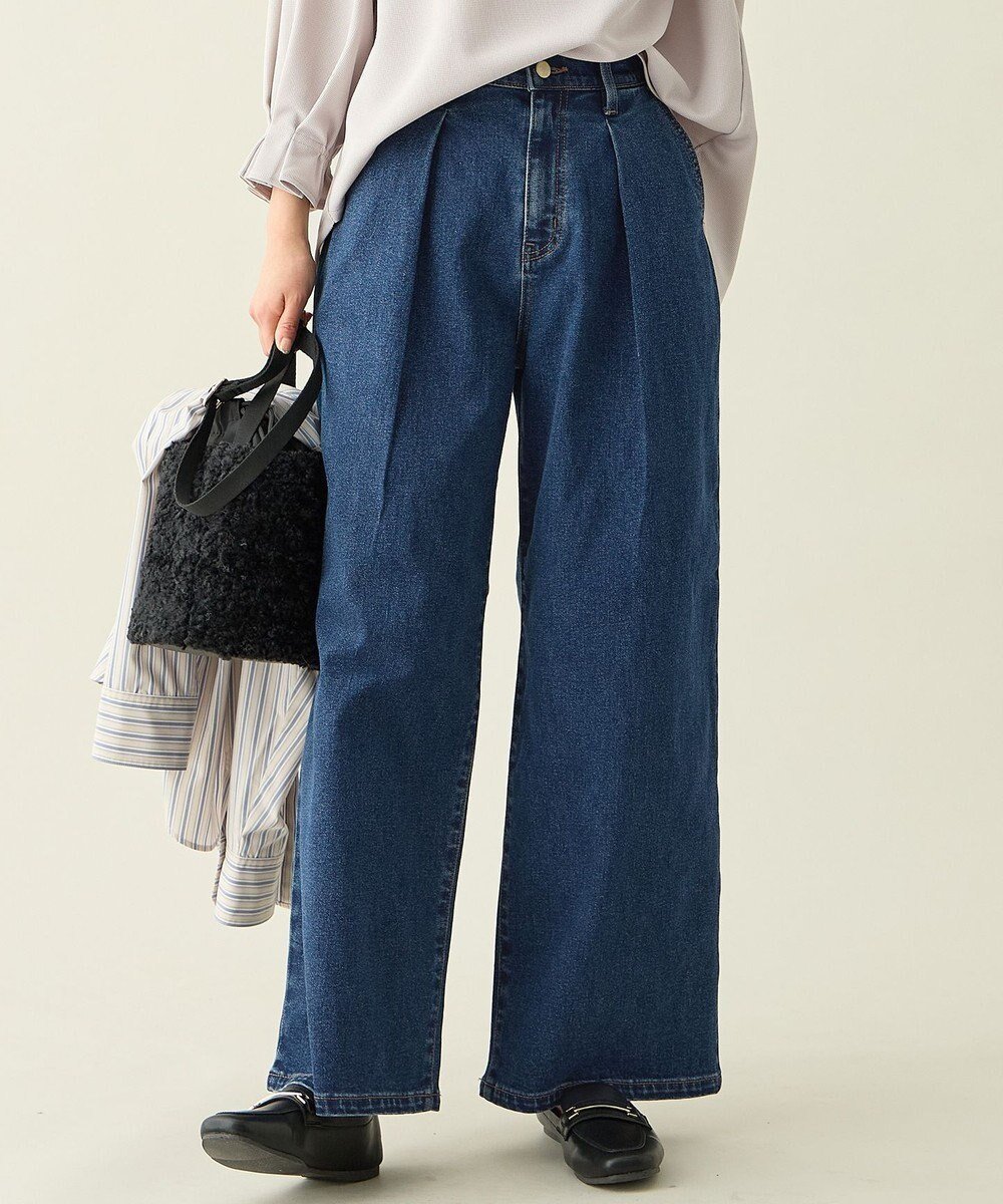 【エニー/ANY】の【ウエストゴム】タックワイドデニム インテリア・キッズ・メンズ・レディースファッション・服の通販 founy(ファニー) 　ファッション　Fashion　レディースファッション　Fashion for Women　パンツ　Pants & Trousers　デニムパンツ・ジーンズ・美脚デニム　Denim Jeans & Pants　ギャザー　Gathered, Ruffled　シューズ　Shoes, Footwear　ジャケット　Jacket, Outerwear　スニーカー　Sneakers, Trainers　スマホ　Smartphone, Mobile Device　デニム　Denim, Jeans Material　ボトム　Bottoms, Lower Wear　ポケット　Pocket, Pocket Detail　ワイド　Wide, Wide Fit　A/W・秋冬　Autumn/Winter　S/S・春夏　SS, Spring/Summer, Warm Season　再入荷　Restock / Back in Stock　夏　Summer　インディゴ|ID: prp329100004657742 ipo3291000000035635403